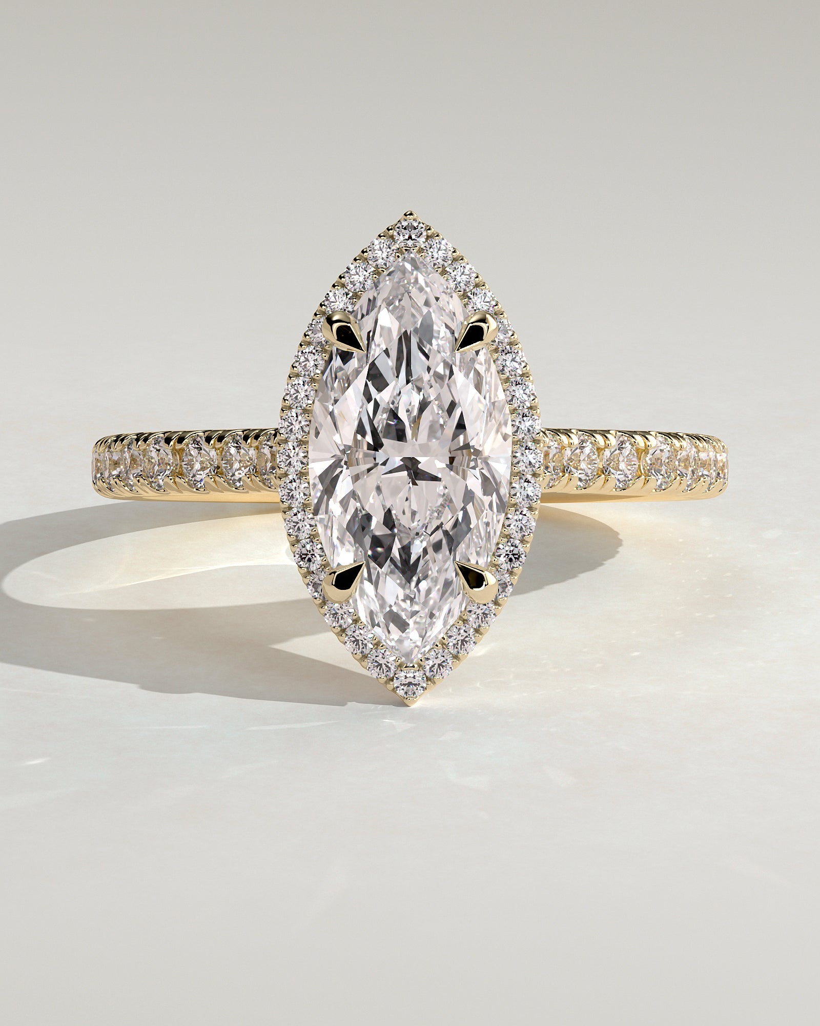 2.0 CT Marquise Cut Moissanite Halo Engagement Ring