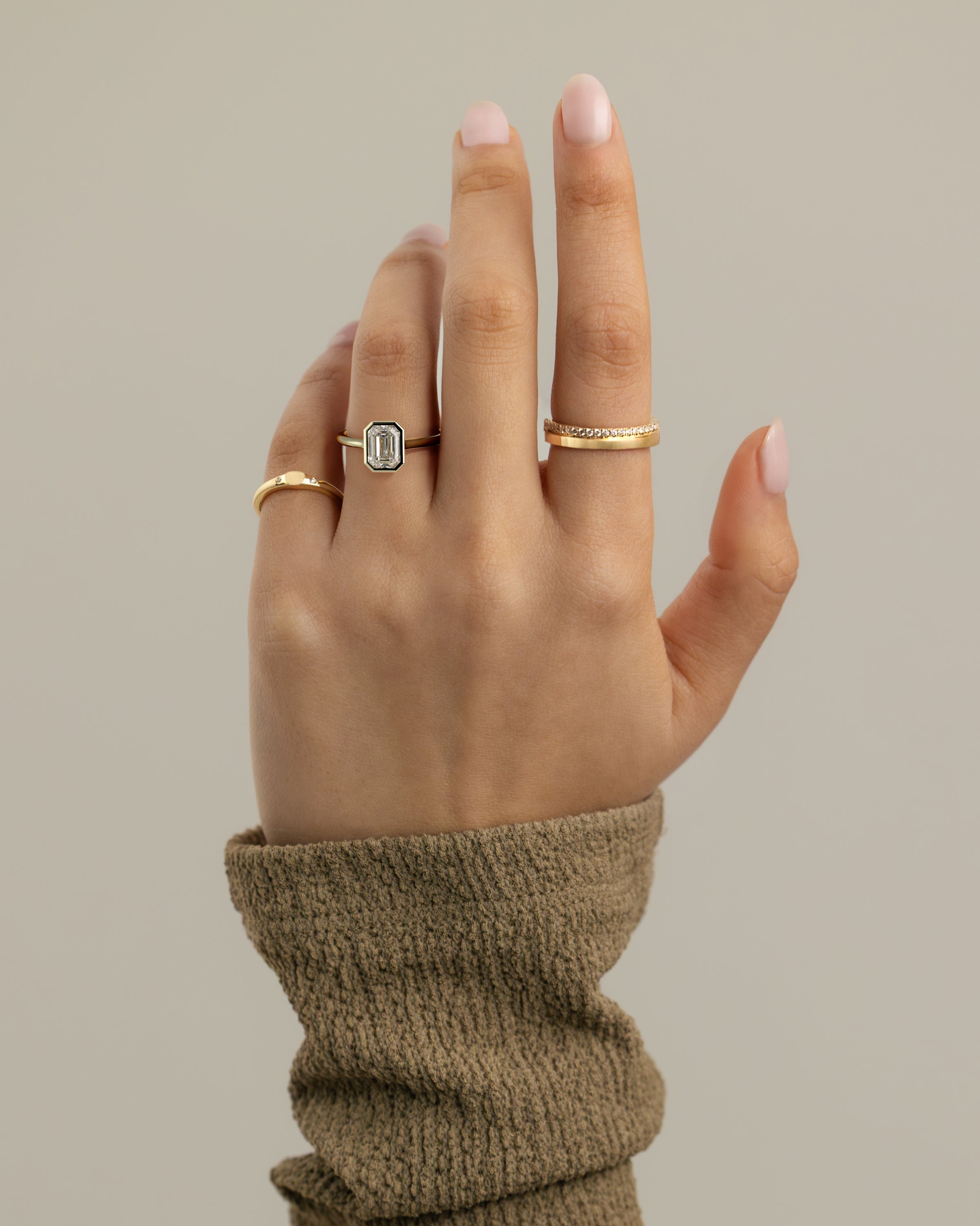 2.0 CT Emerald Cut Moissanite Bezel Style Engagement Ring