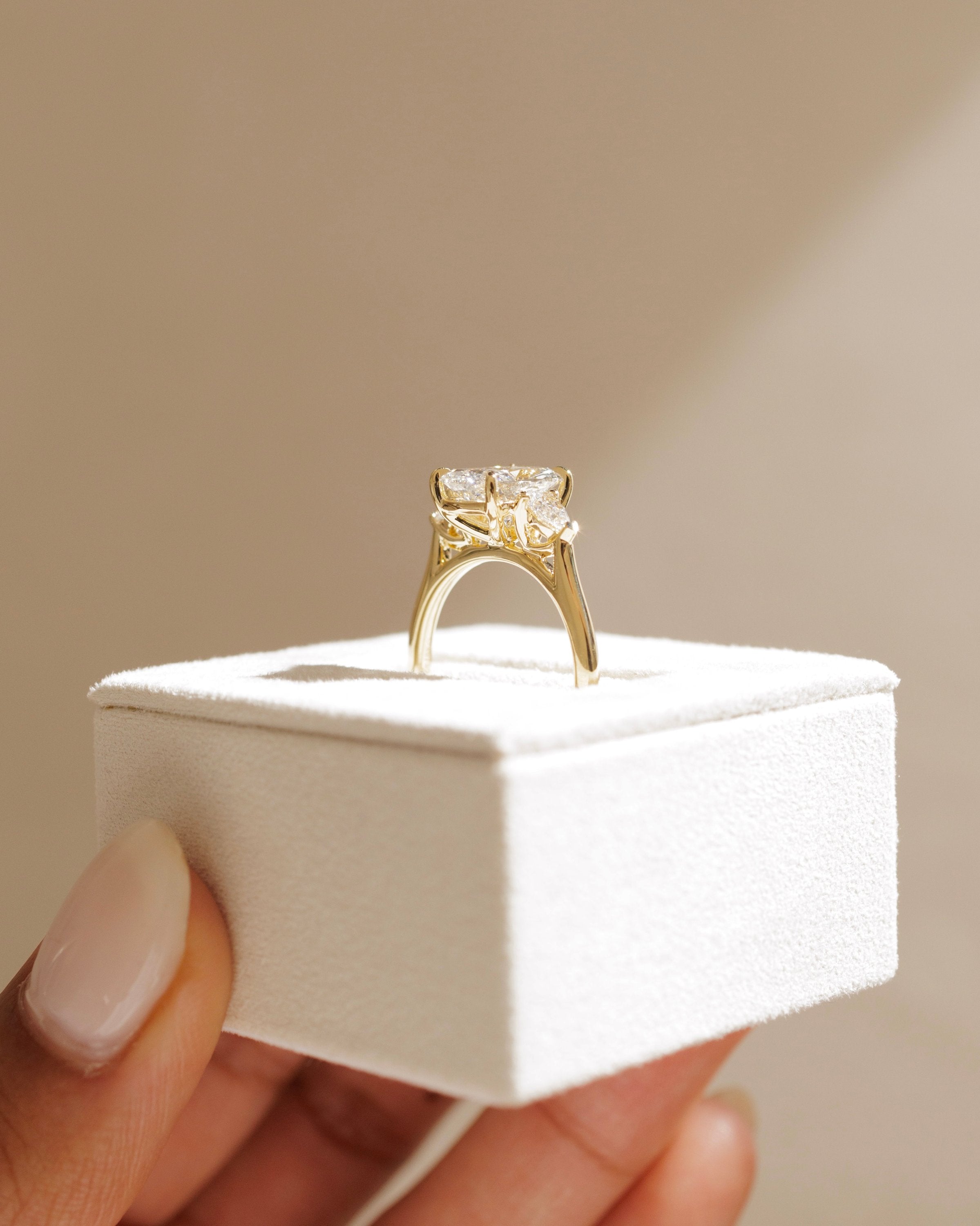 2.0 CT Elongated Cushion Cut Moissanite Three Stone Engagement Ring