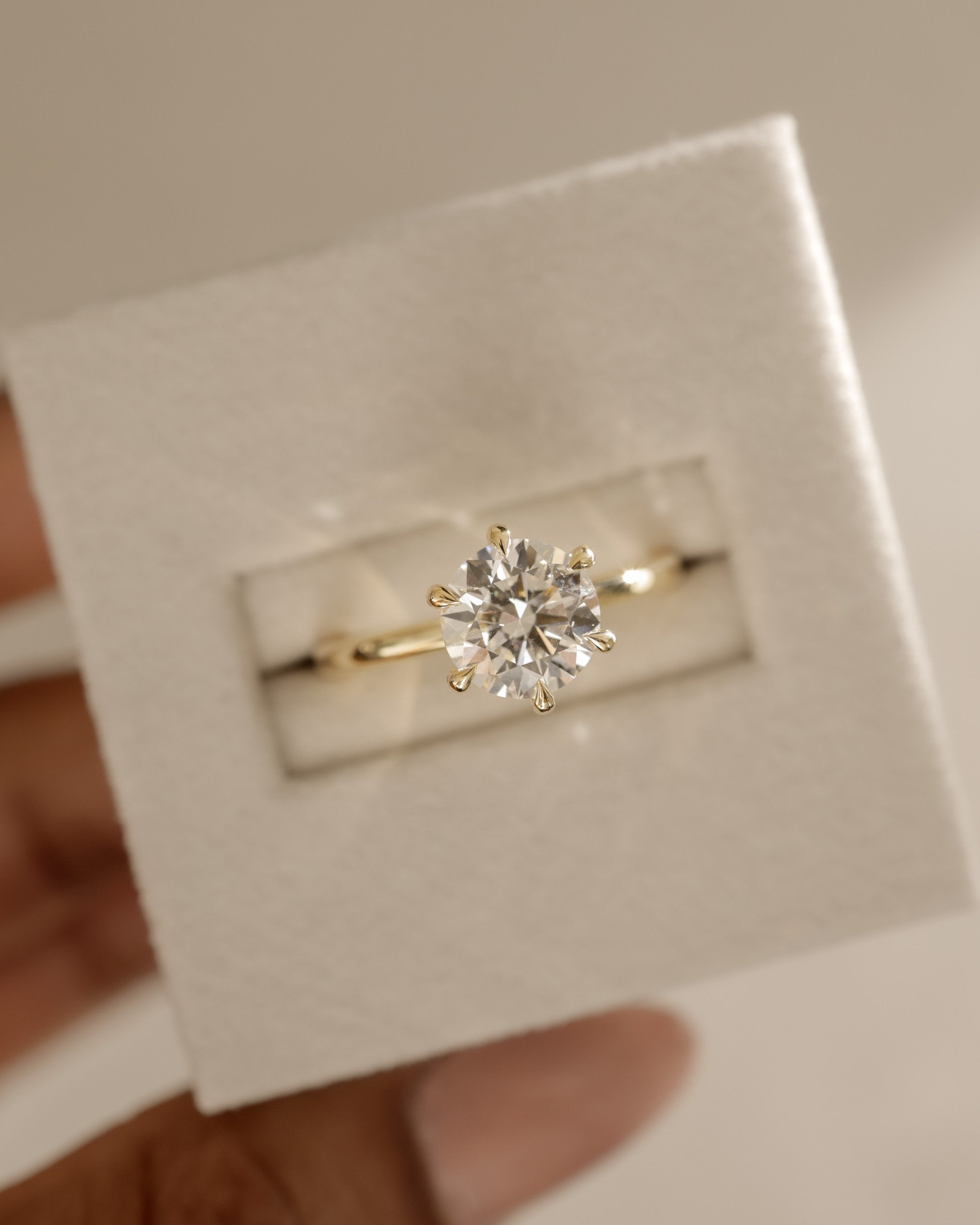 2.0 CT Round Cut Moissanite Hidden Halo Engagement Ring