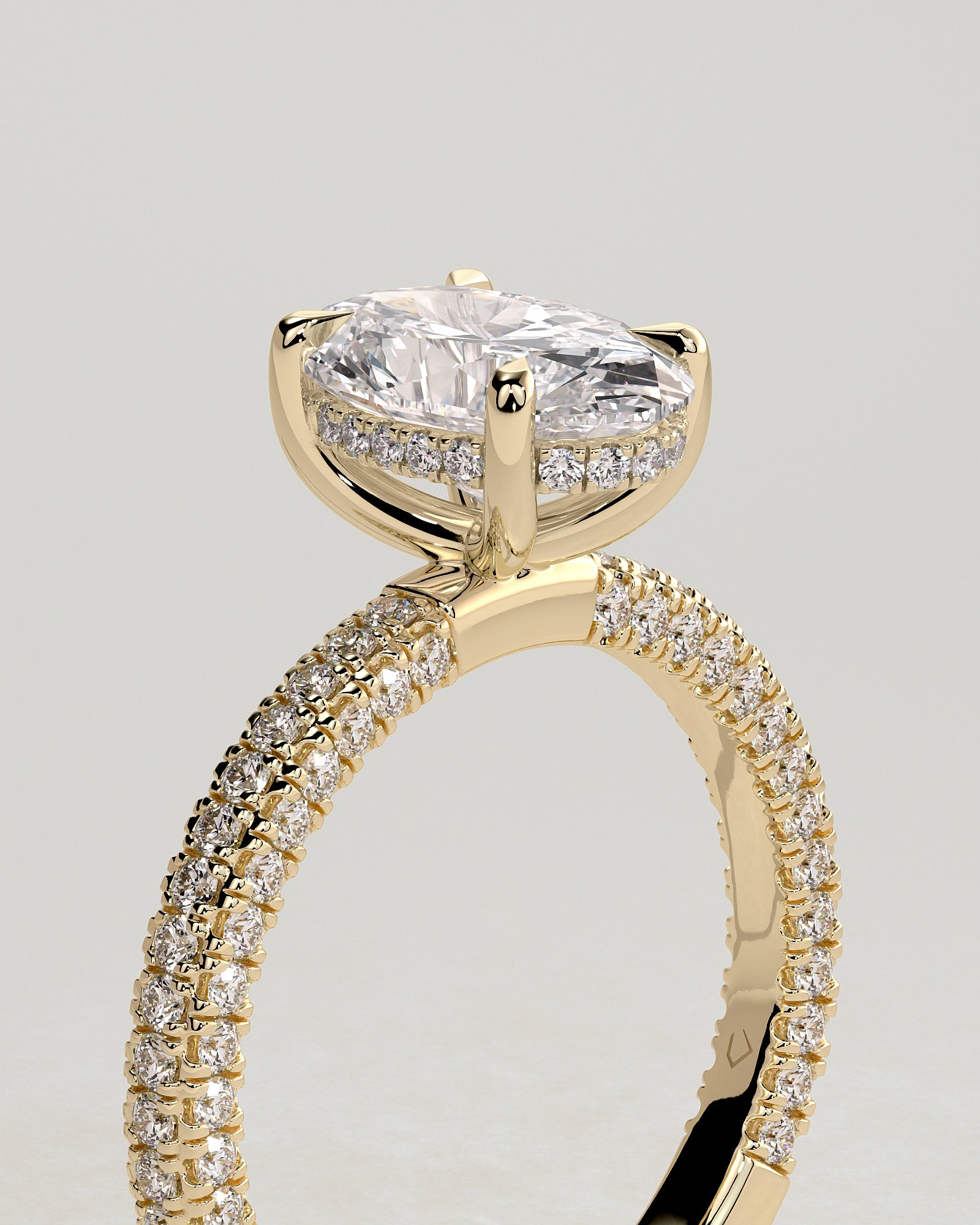 2.0 CT Oval Cut Moissanite Pave Engagement Ring