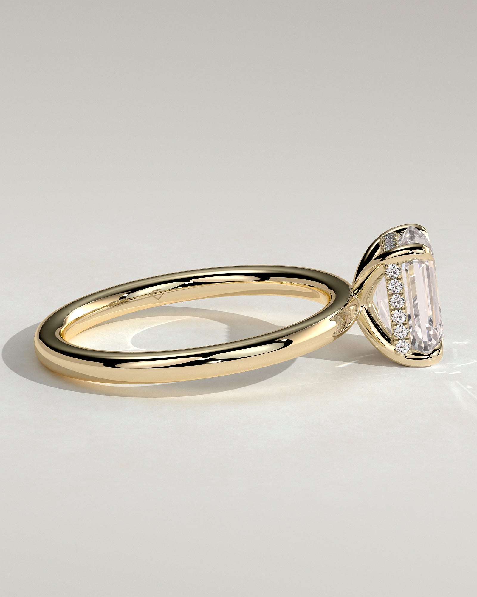 2.0 CT Emerald Cut Moissanite Hidden Halo Engagement Ring