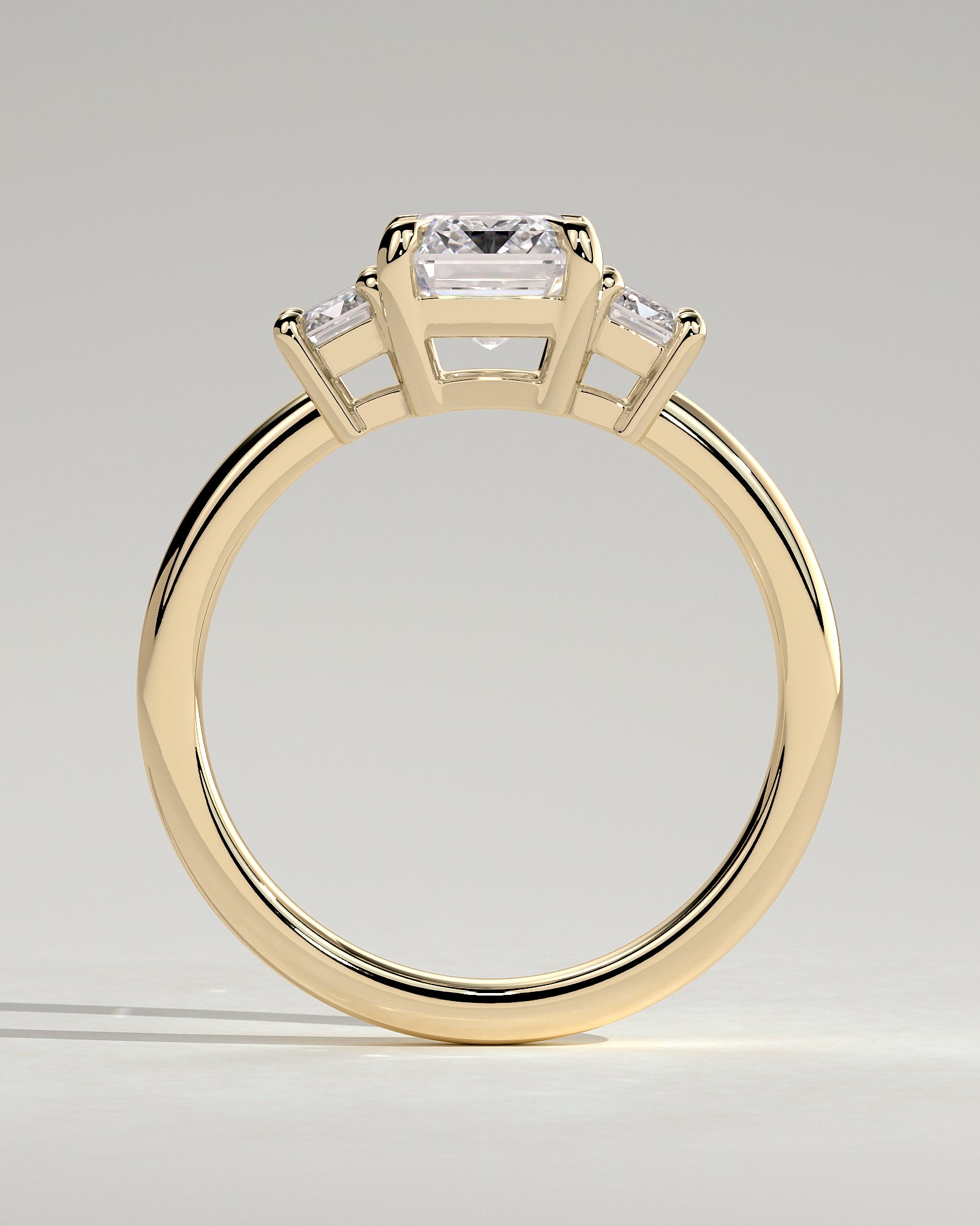 2.0 CT Emerald Cut Moissanite Three Stone Engagement Ring