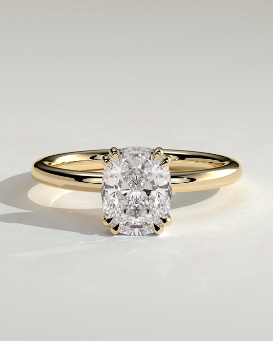 2.0 CT Elongated Cushion Cut Moissanite Hidden Halo Engagement Ring