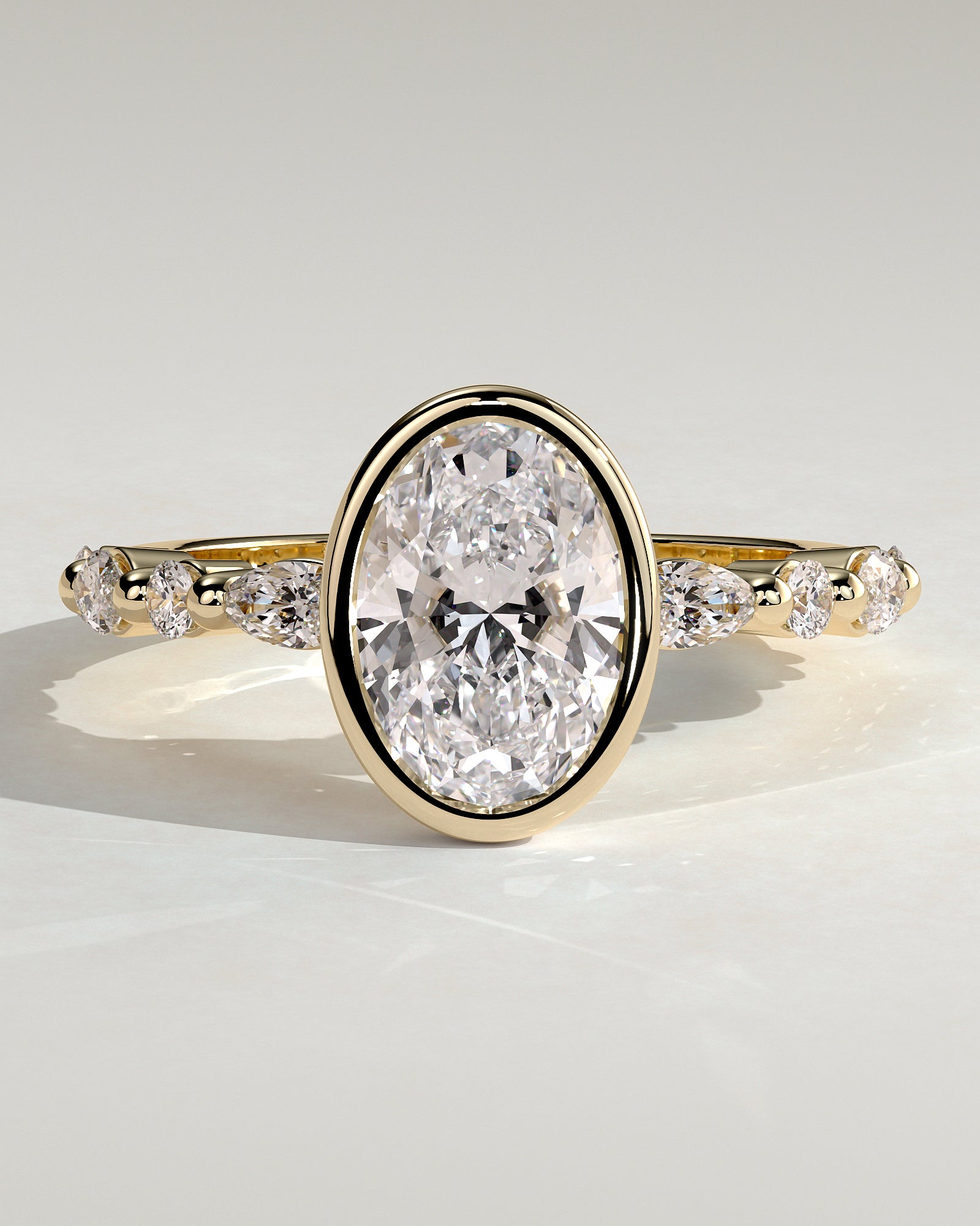 2.0 CT Oval Cut Moissanite Bezel Engagement Ring