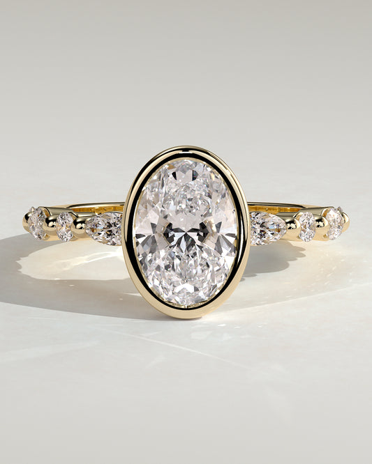 2.0 CT Oval Cut Moissanite Bezel Engagement Ring