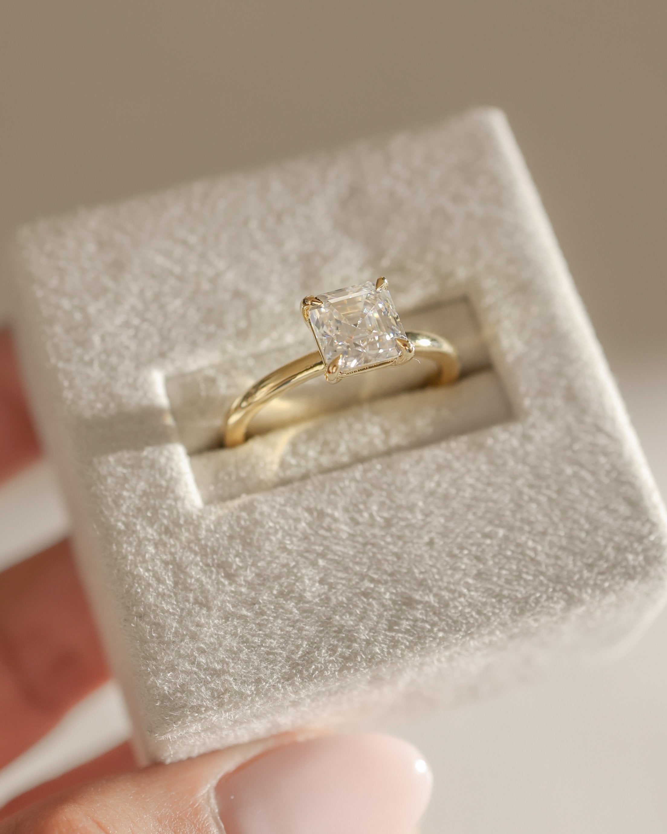 2.0 CT Asscher Cut Moissanite Solitaire Engagement Ring