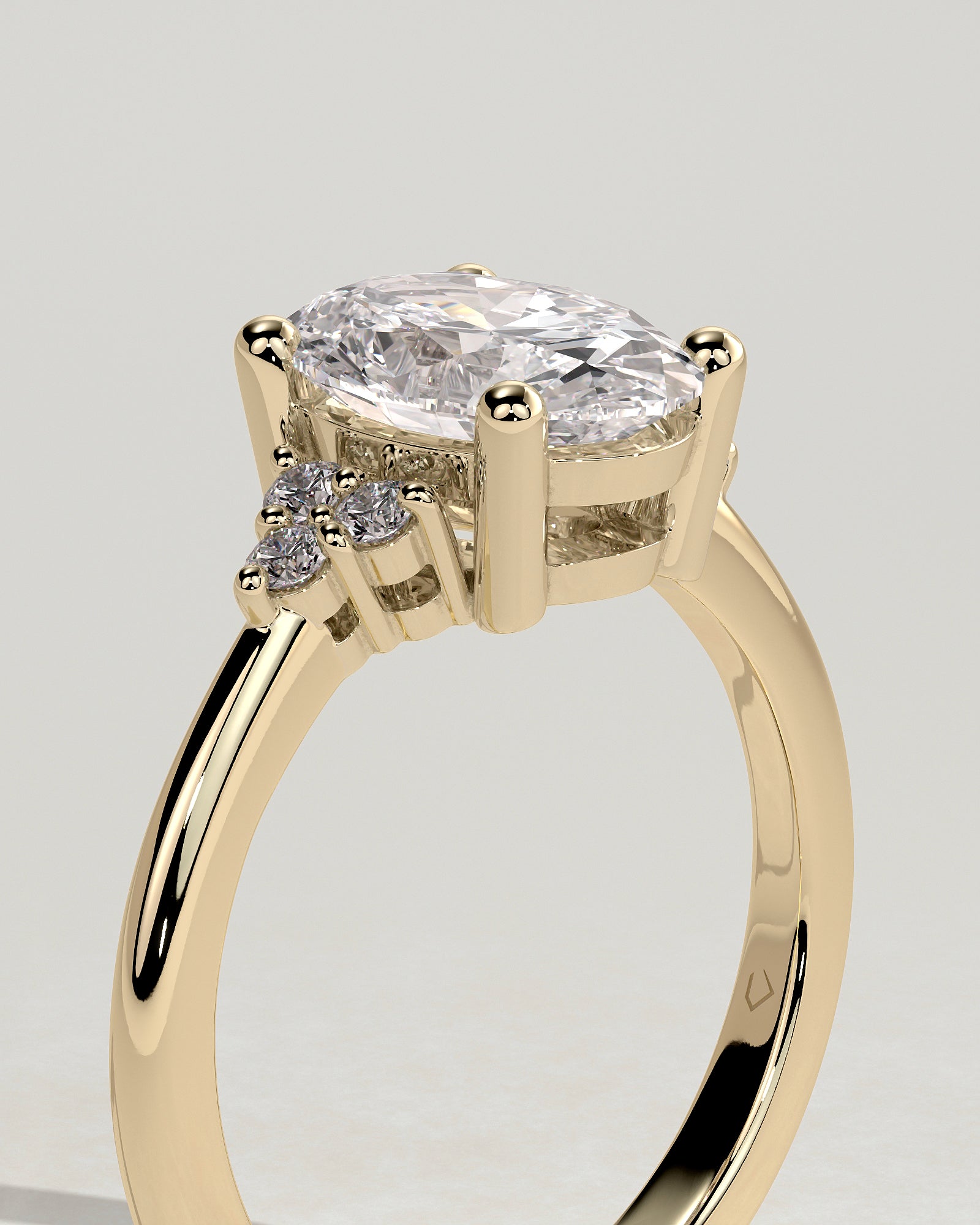 2.0 CT Oval Cut Moissanite Cluster Engagement Ring