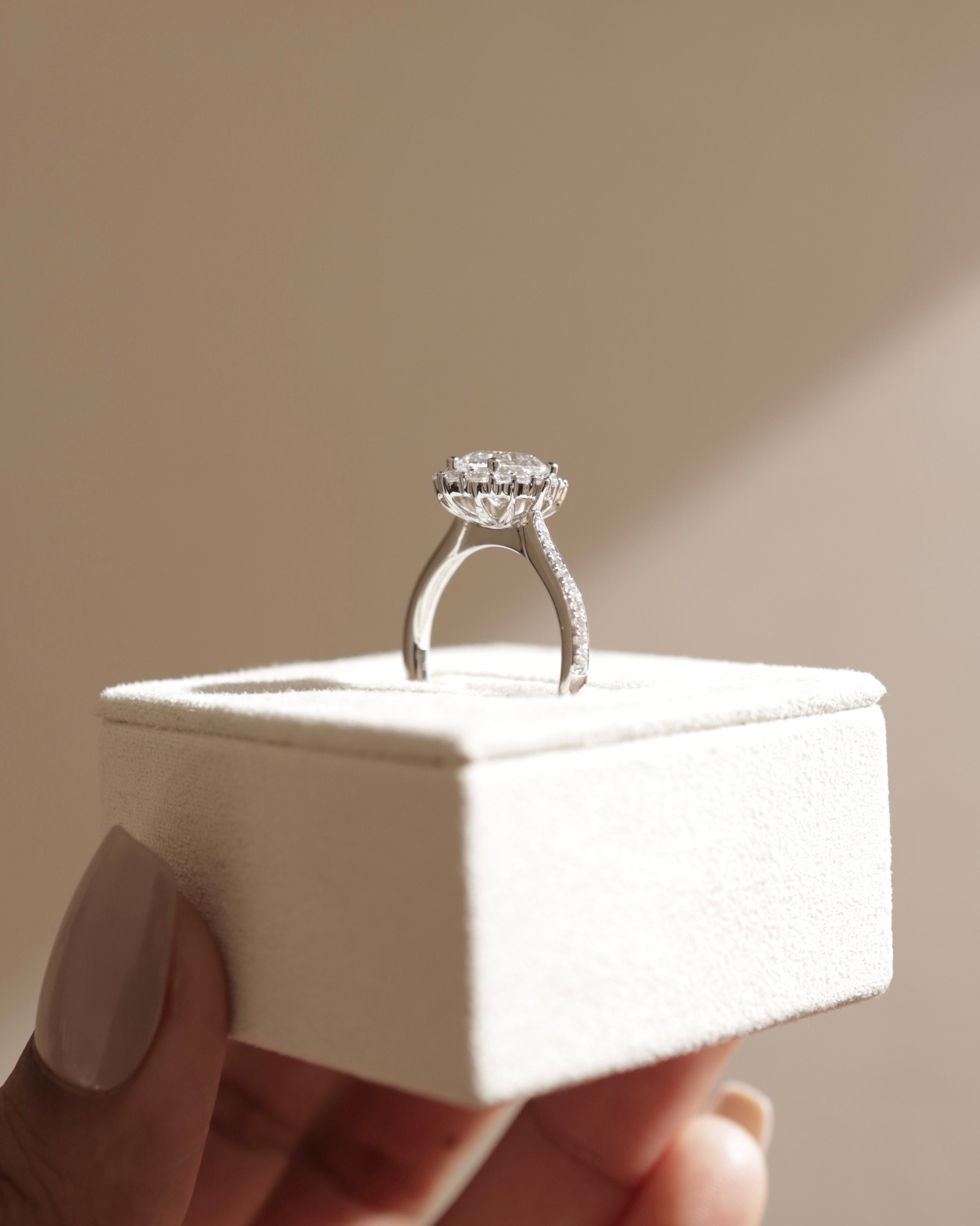 2.0 CT Round Cut Moissanite Cluster Halo with Pavé Engagement Ring