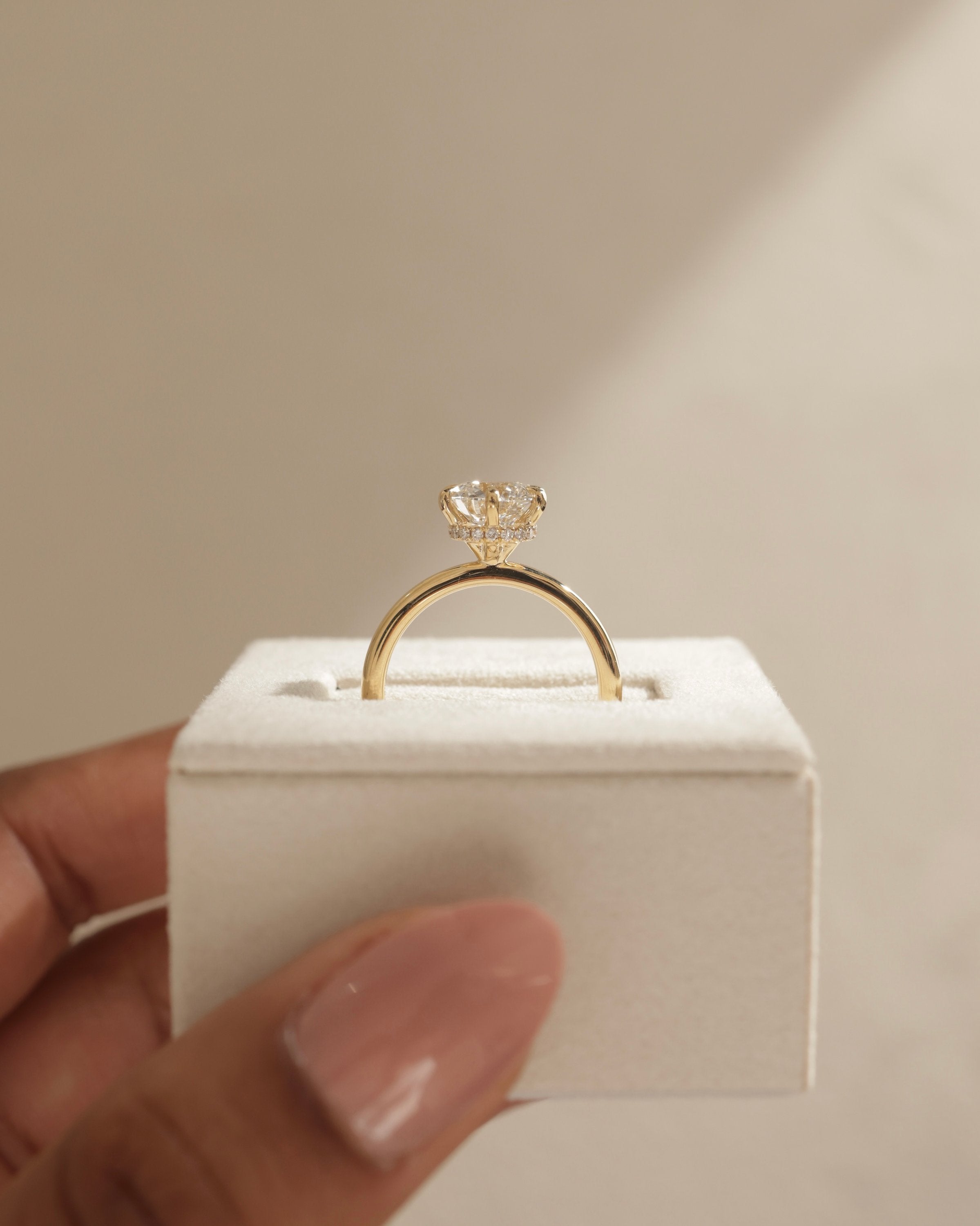 2.0 CT Round Cut Moissanite Hidden Halo Engagement Ring