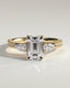 2.0 CT Emerald Cut Moissanite Three Stone & Pave Engagement Ring