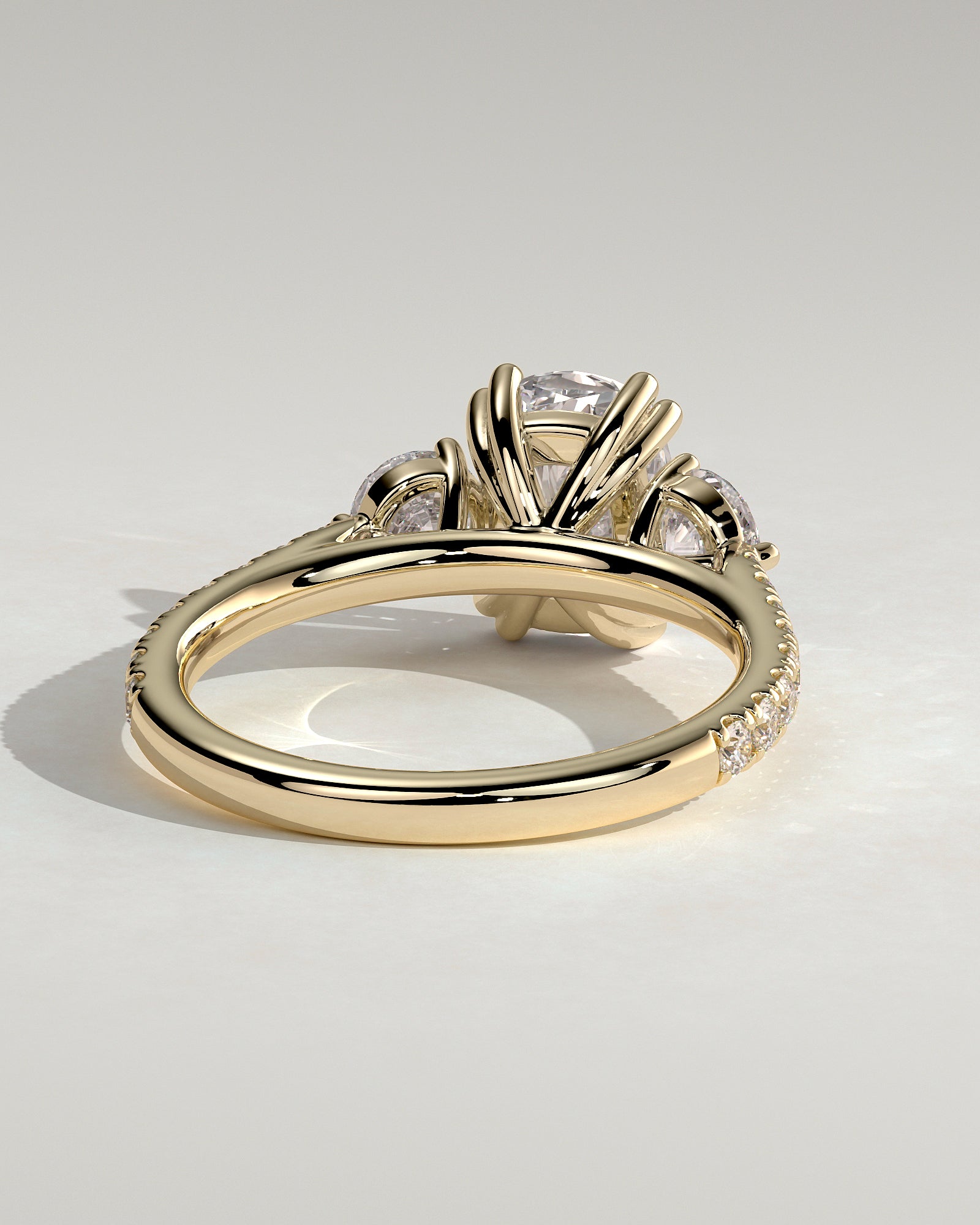 2.0 CT Elongated Cushion Cut Moissanite Three Stone & Pave Engagement Ring