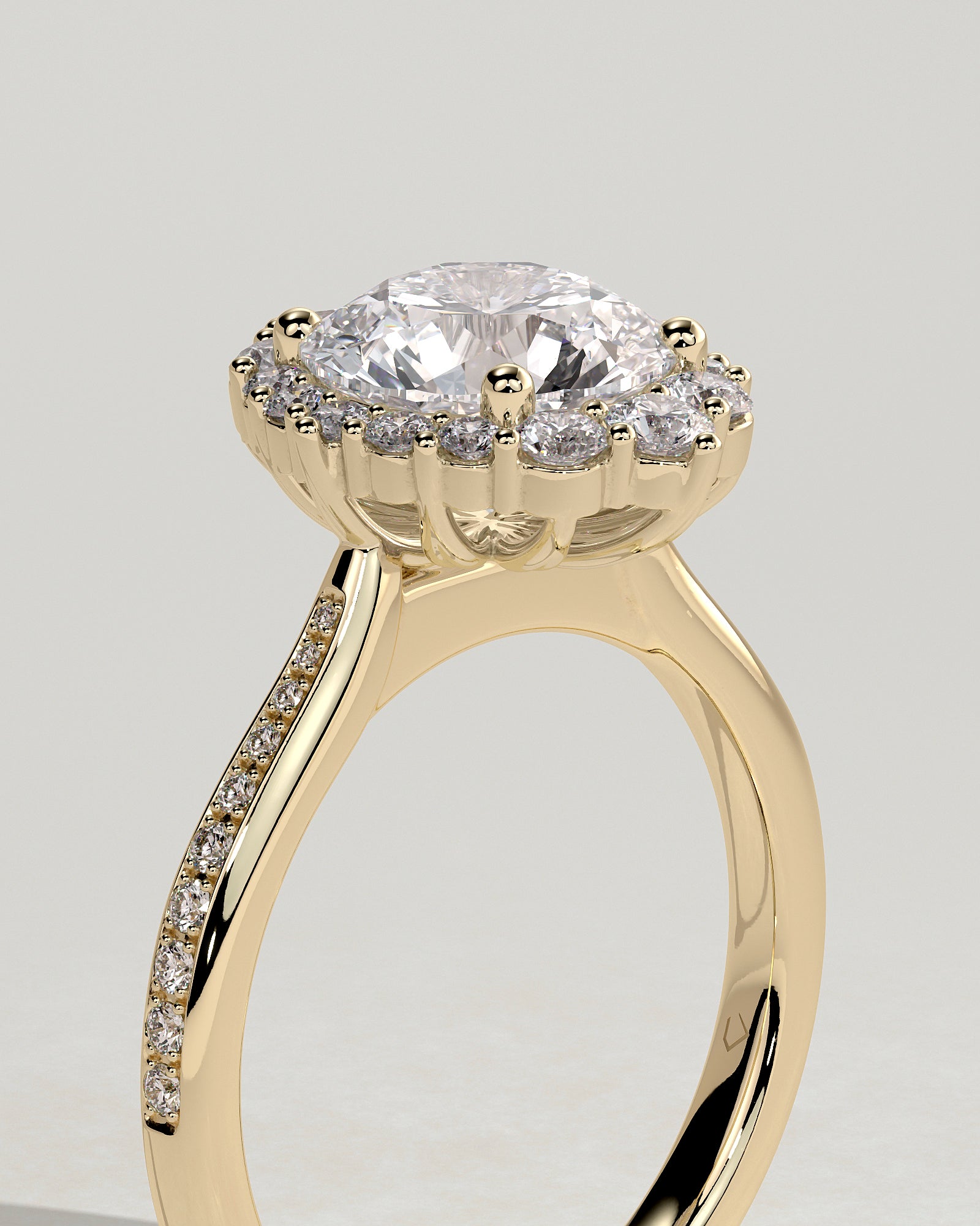 2.0 CT Round Cut Moissanite Cluster Halo with Pavé Engagement Ring