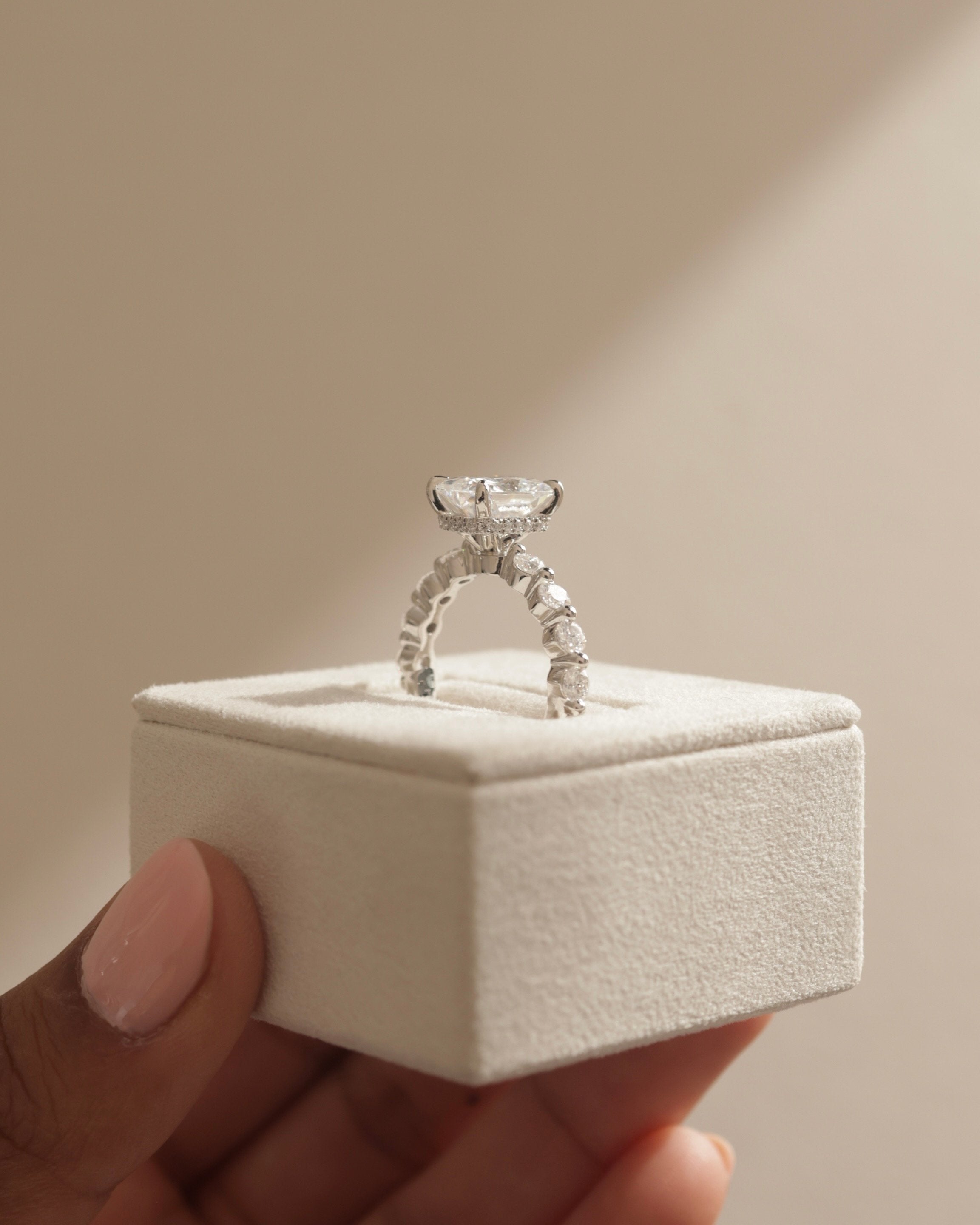 2.0 CT Radiant Cut Moissanite Pave Engagement Ring