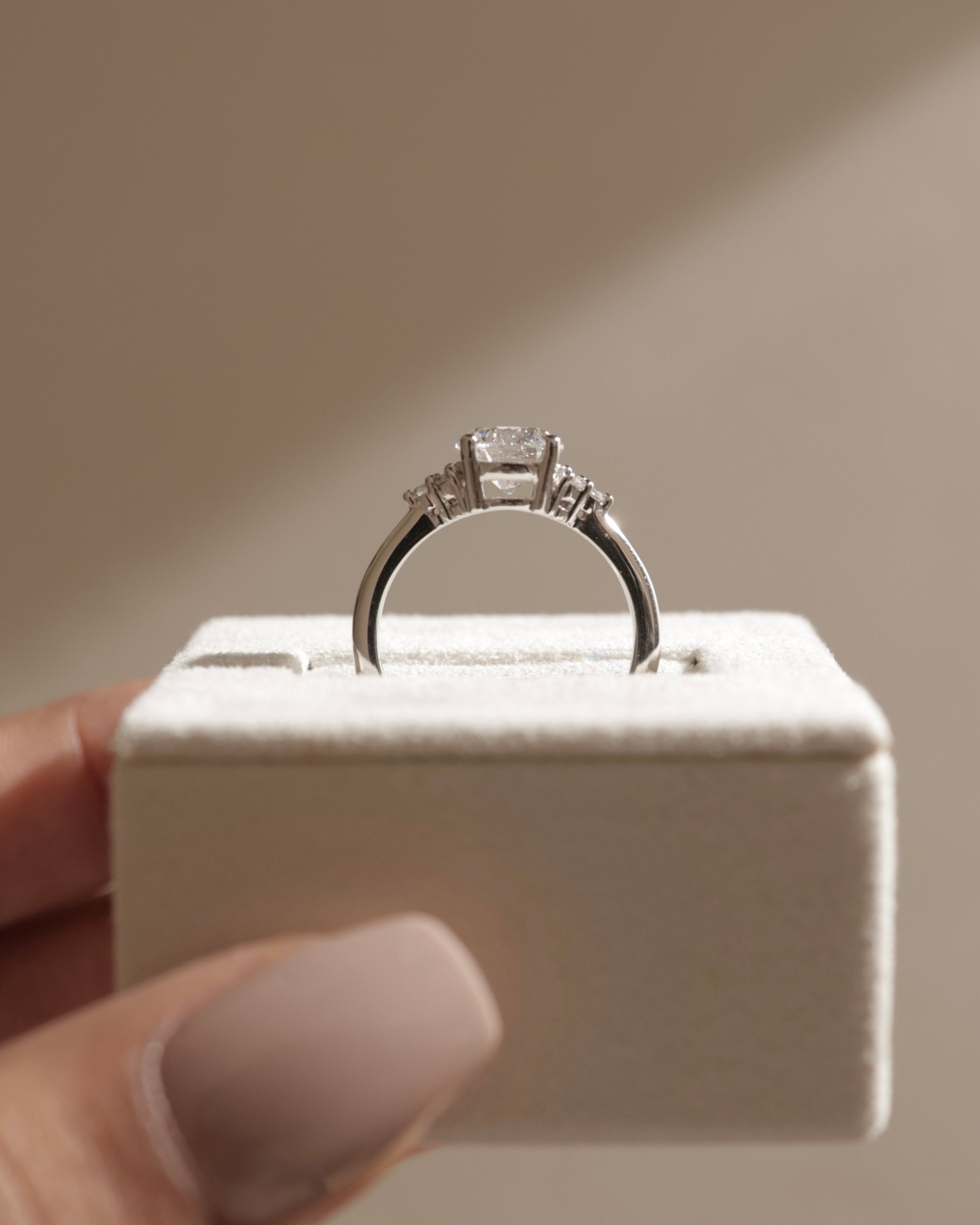 2.0 CT Round Shape Moissanite Cluster Setting Engagement Ring