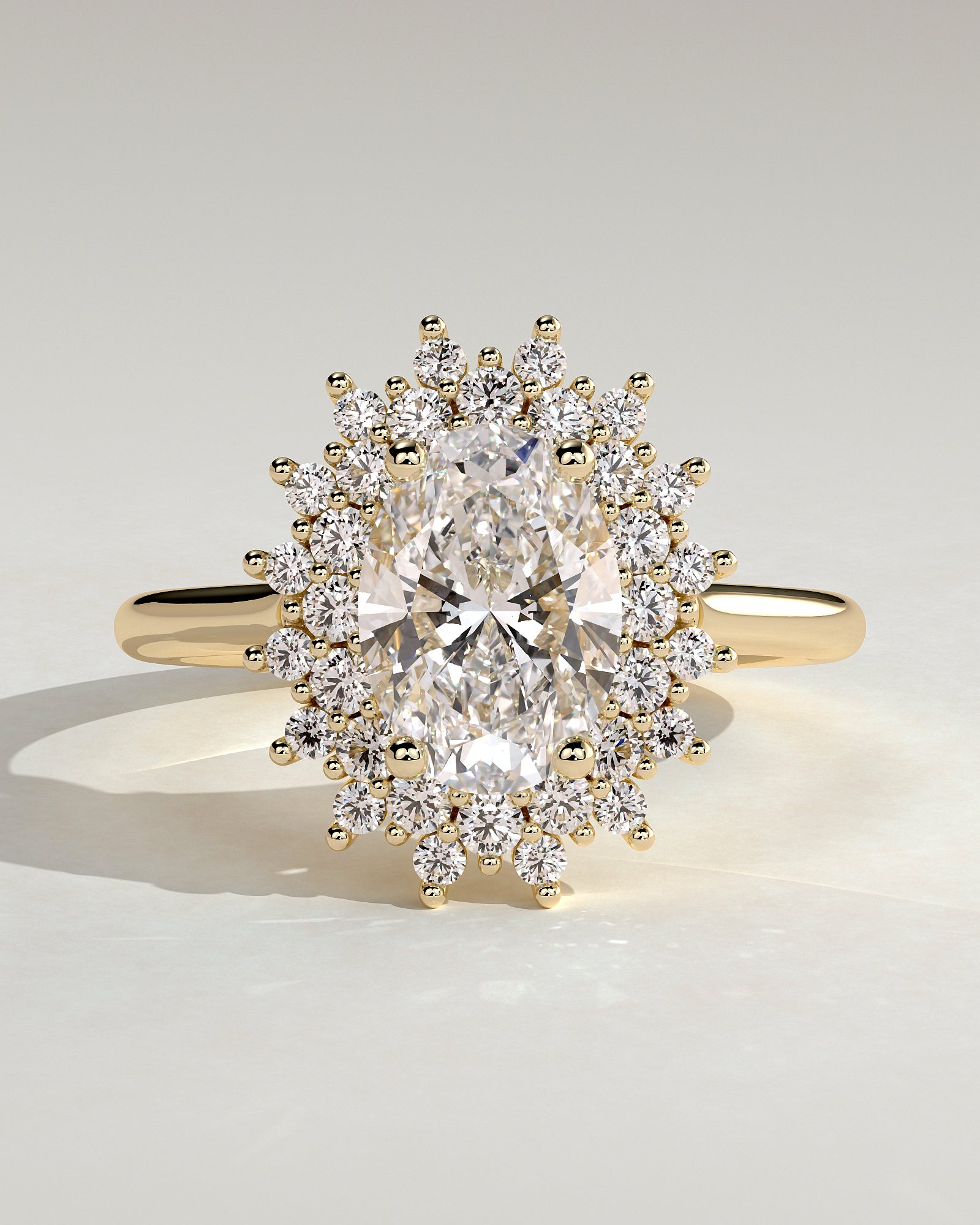 2.0 CT Oval Cut Moissanite Double Halo Engagement Ring