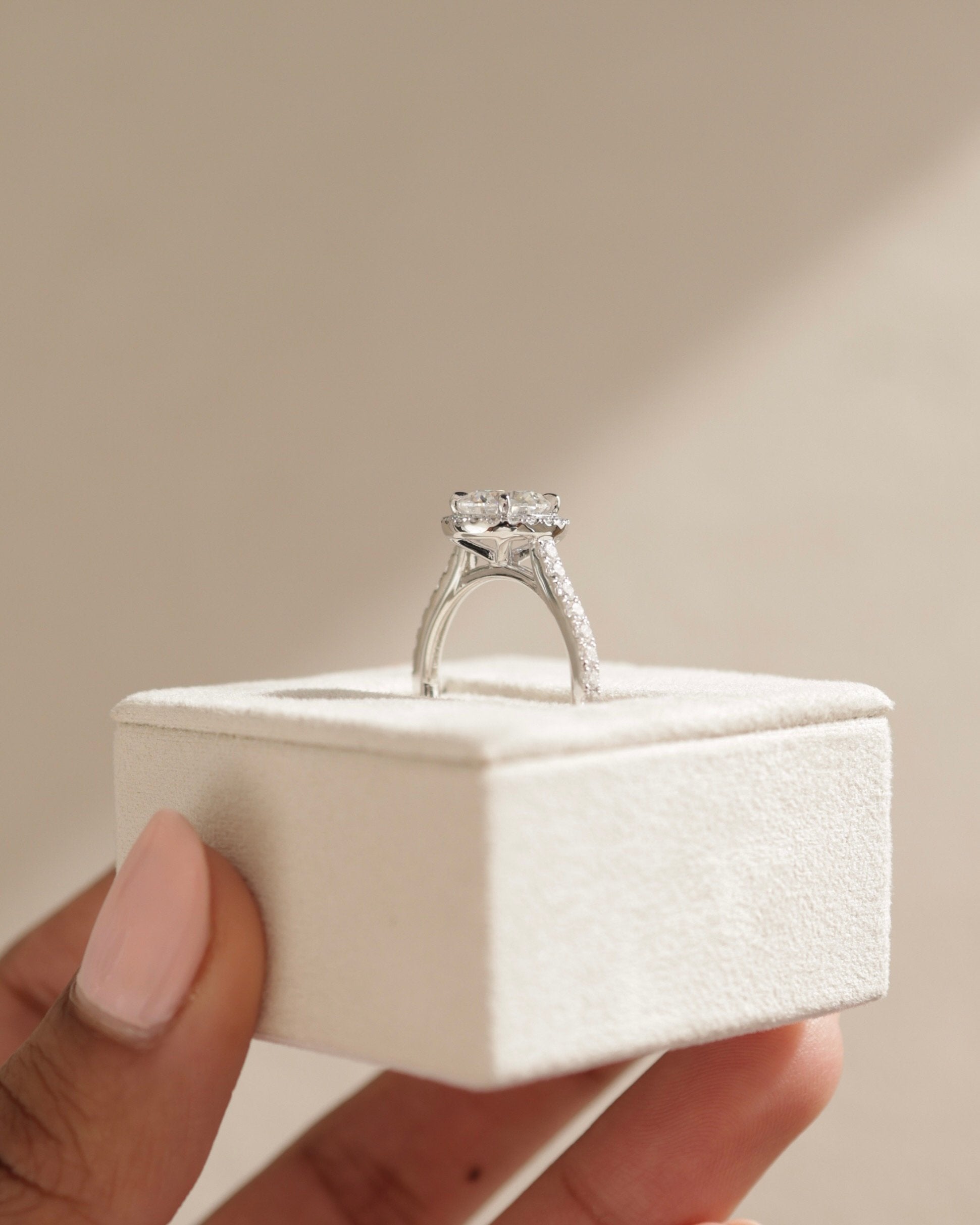 2.0 CT Round Cut Moissanite Halo with Pave Engagement Ring