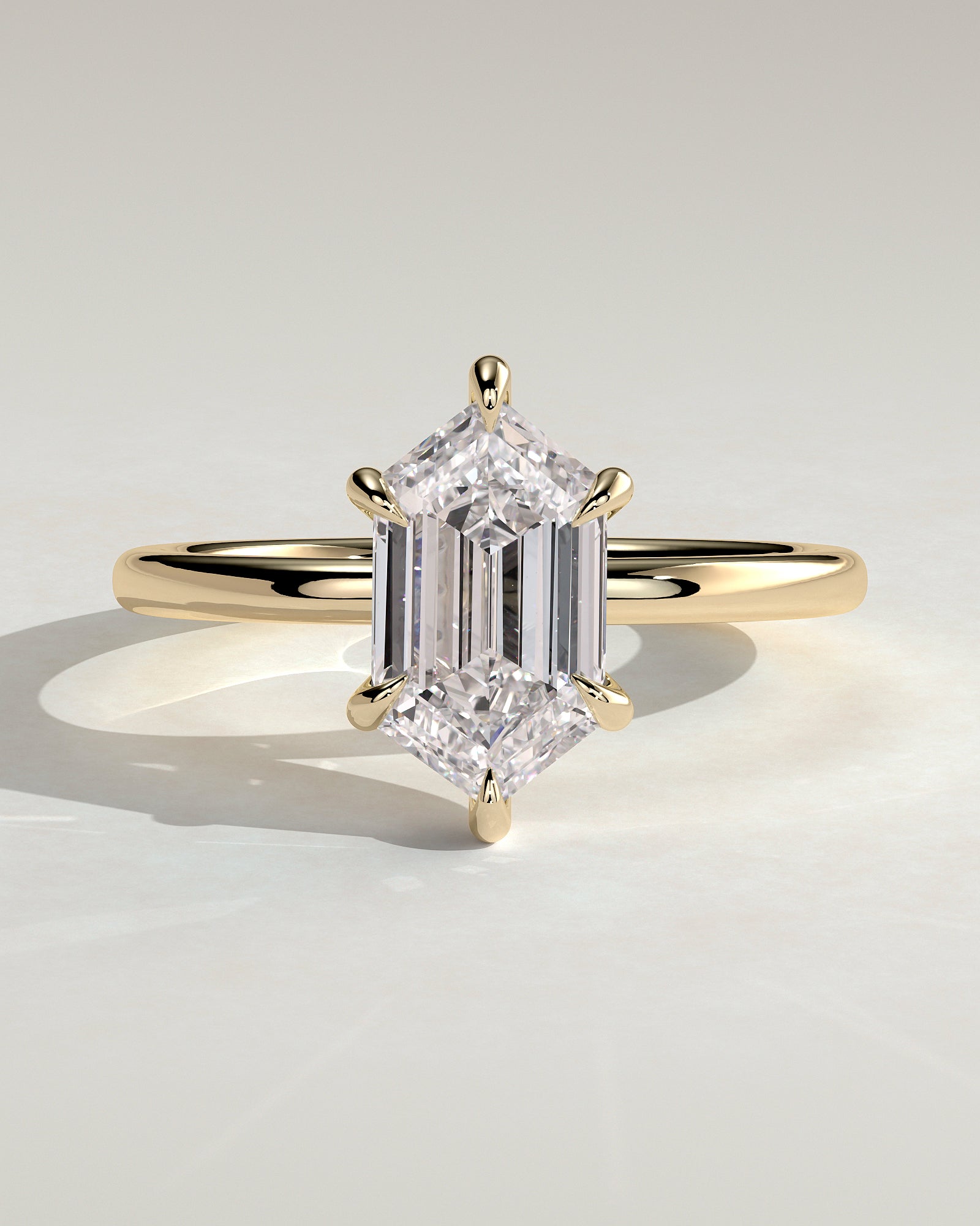 2.0 CT Hexagon Cut Moissanite Hidden halo Engagement Ring