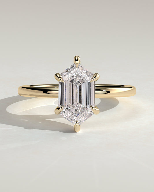 2.0 CT Hexagon Cut Moissanite Hidden halo Engagement Ring