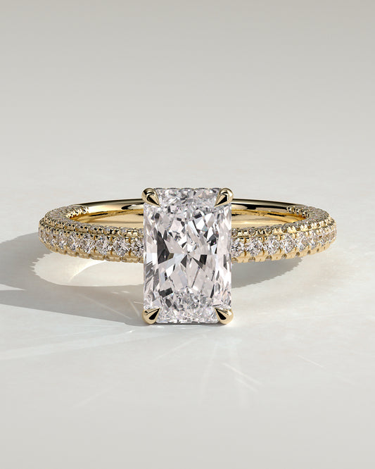 2.0 CT Radiant Cut Moissanite Triple Pave Engagement Ring