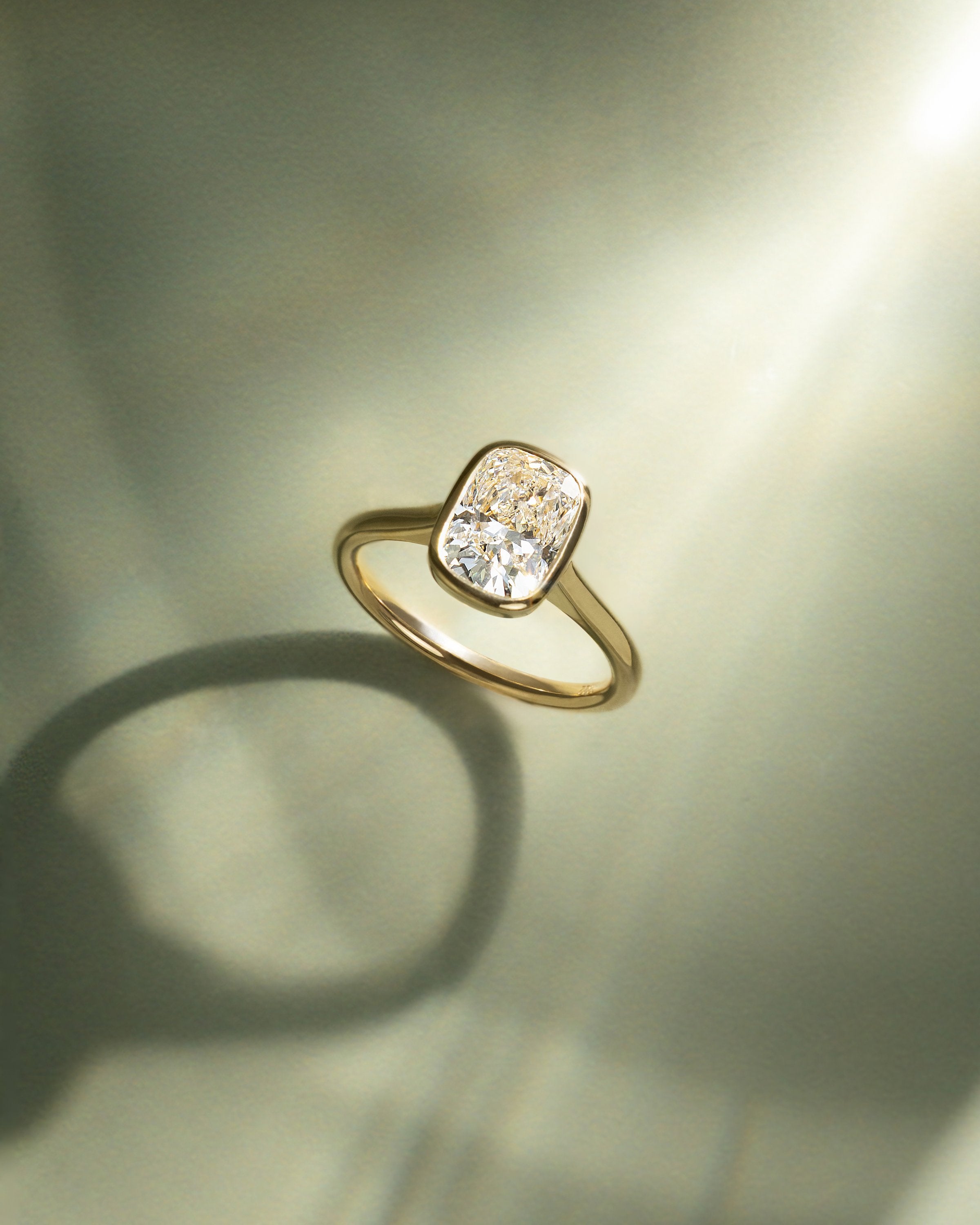 2.0 CT Elongated Cushion Cut Moissanite Bezel Engagement Ring