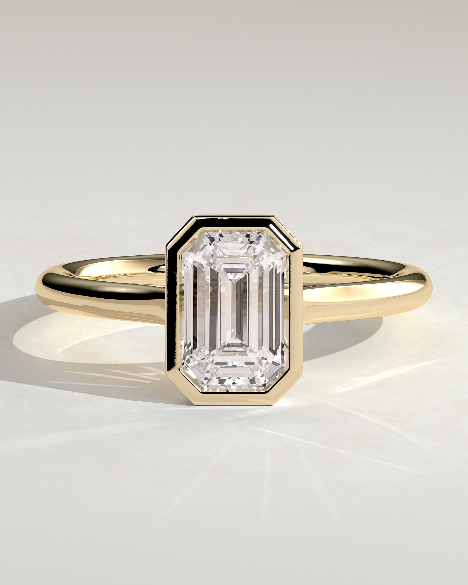 2.0 CT Emerald Cut Moissanite Bezel Engagement Ring