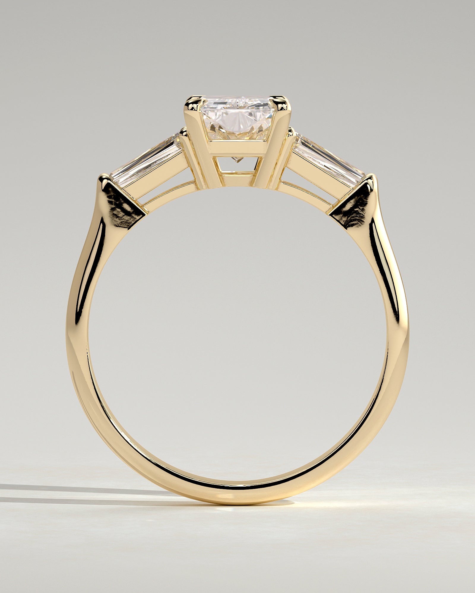 2.0 CT Radiant Cut Moissanite Three Stone Engagement Ring