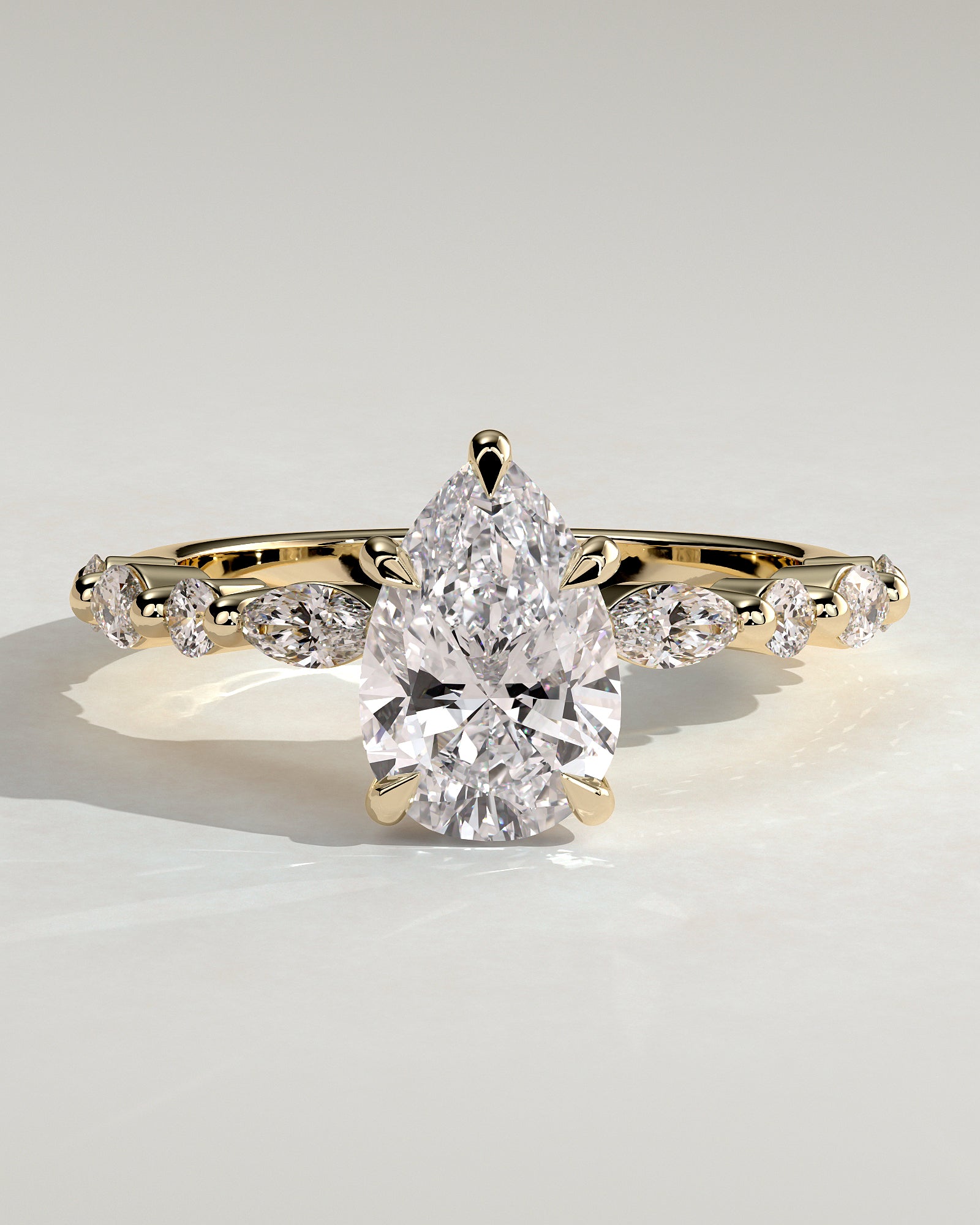2.0 CT Pear Cut Moissanite Pave Engagement Ring