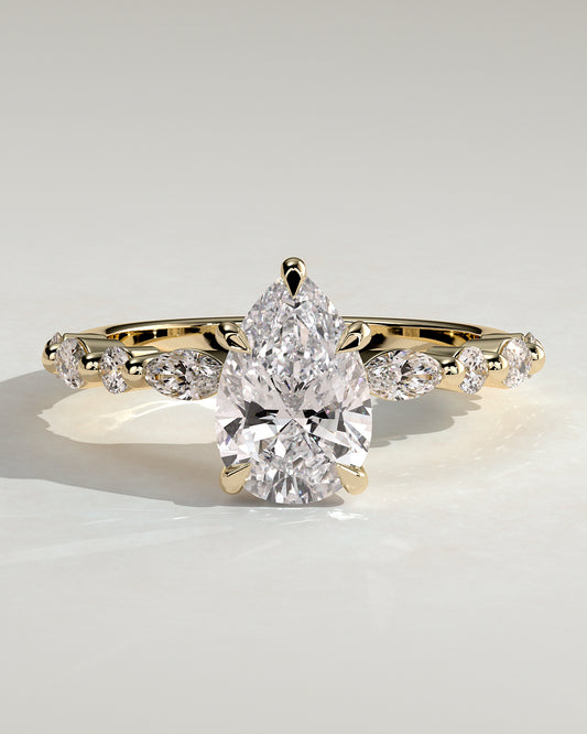 2.0 CT Pear Cut Moissanite Pave Engagement Ring
