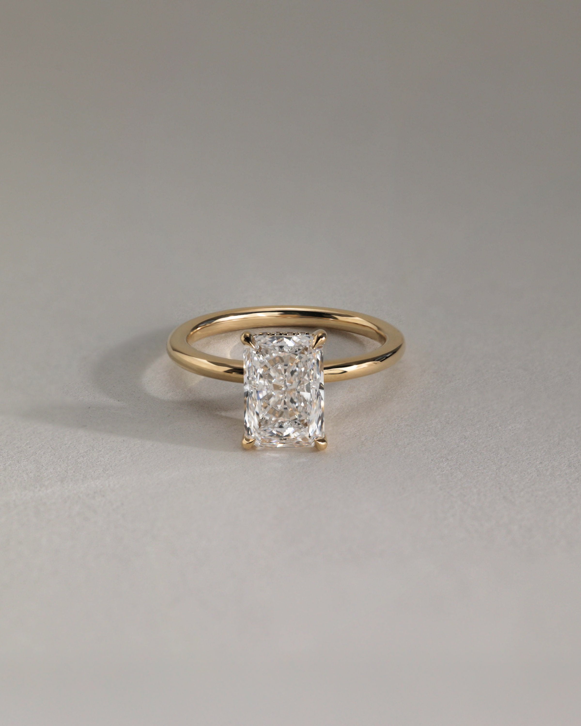 2.0 CT Radiant Cut Moissanite Hidden Halo Engagement Ring