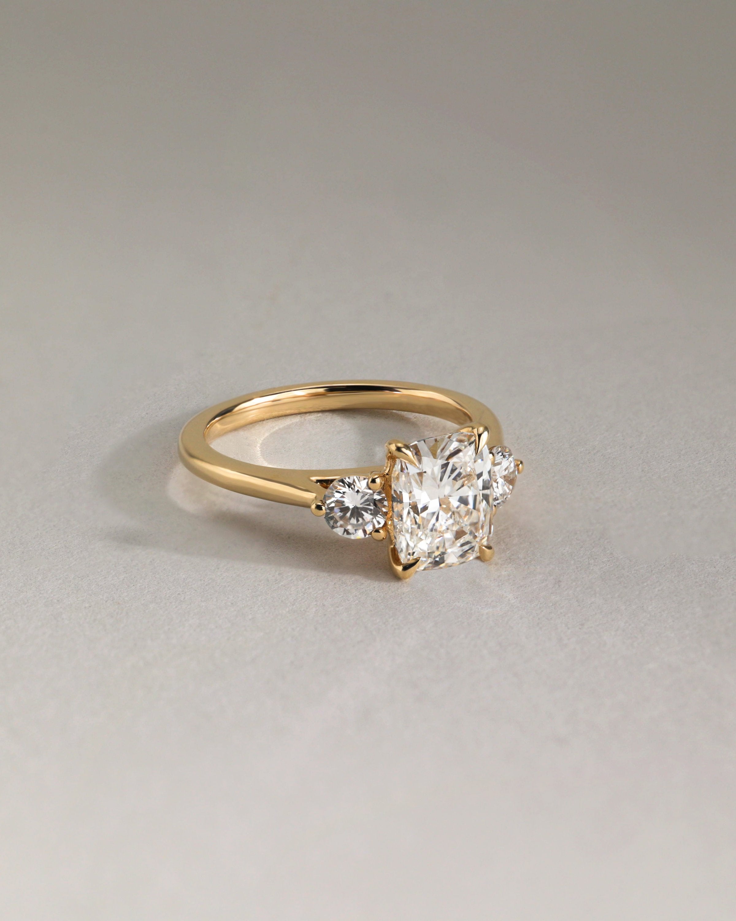 2.0 CT Elongated Cushion Cut Moissanite Three Stone Engagement Ring