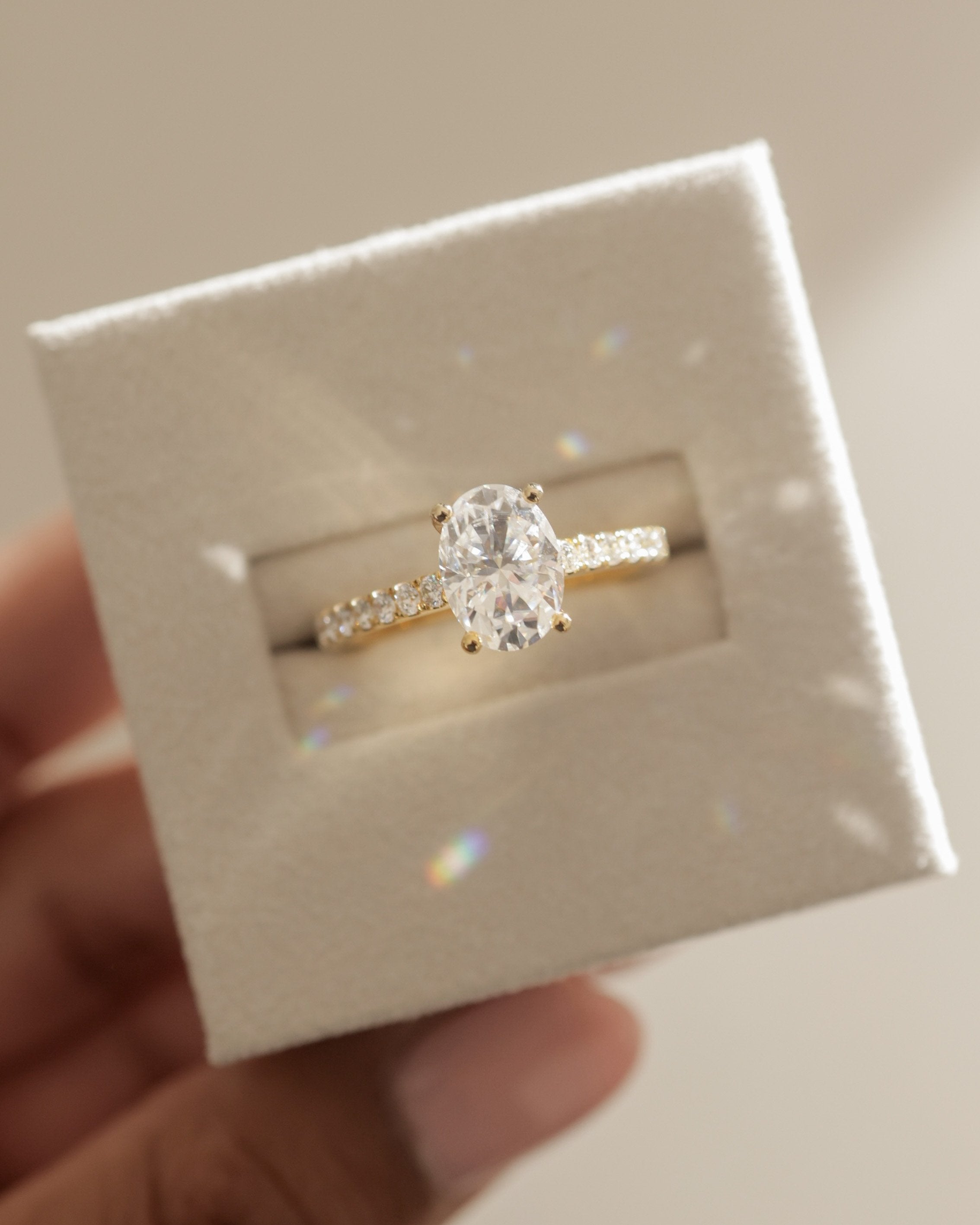 2.0 CT Oval Cut Moissanite Pave Engagement Ring