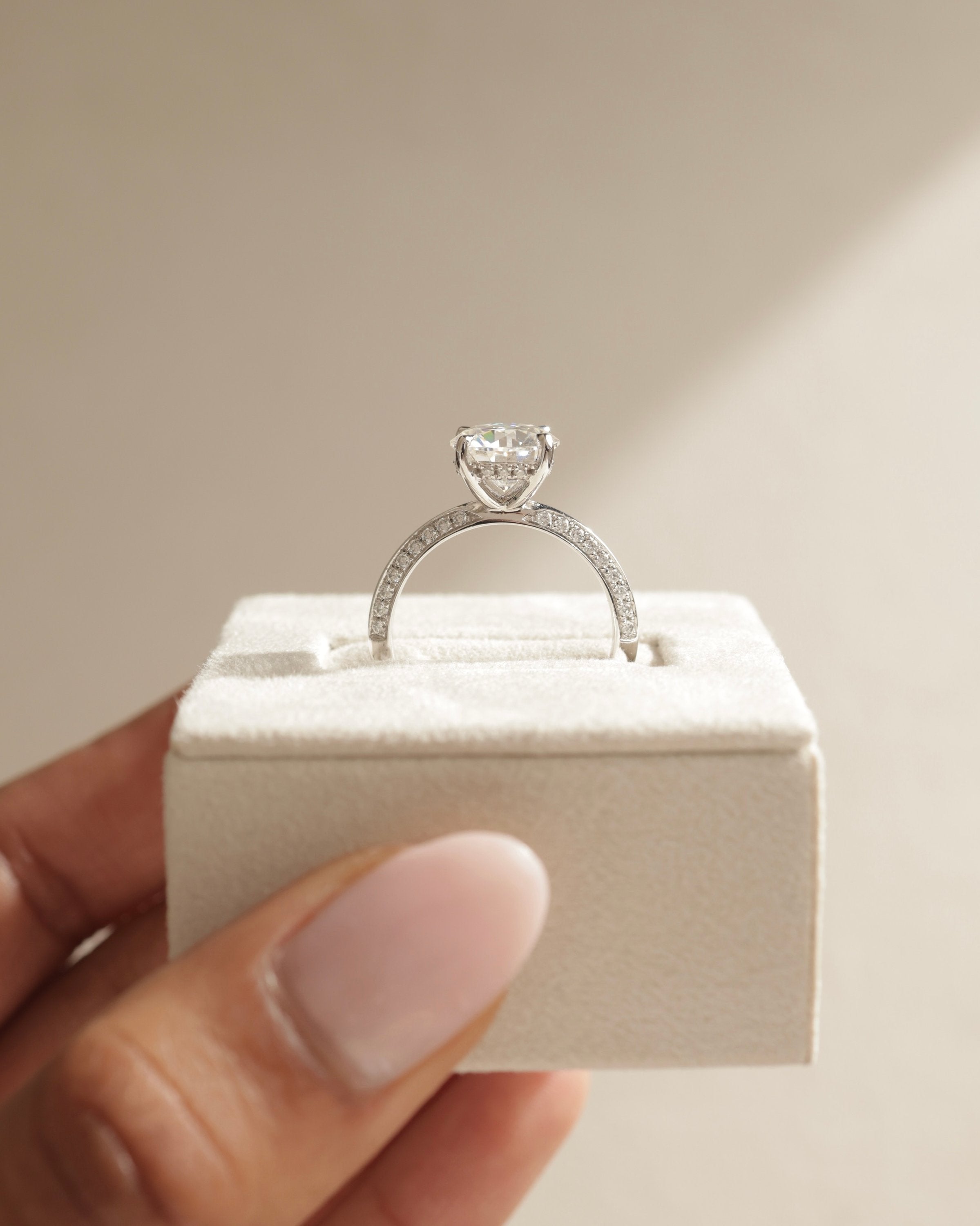 2.0 CT Round Cut Moissanite Double Side Pave Setting Engagement Ring