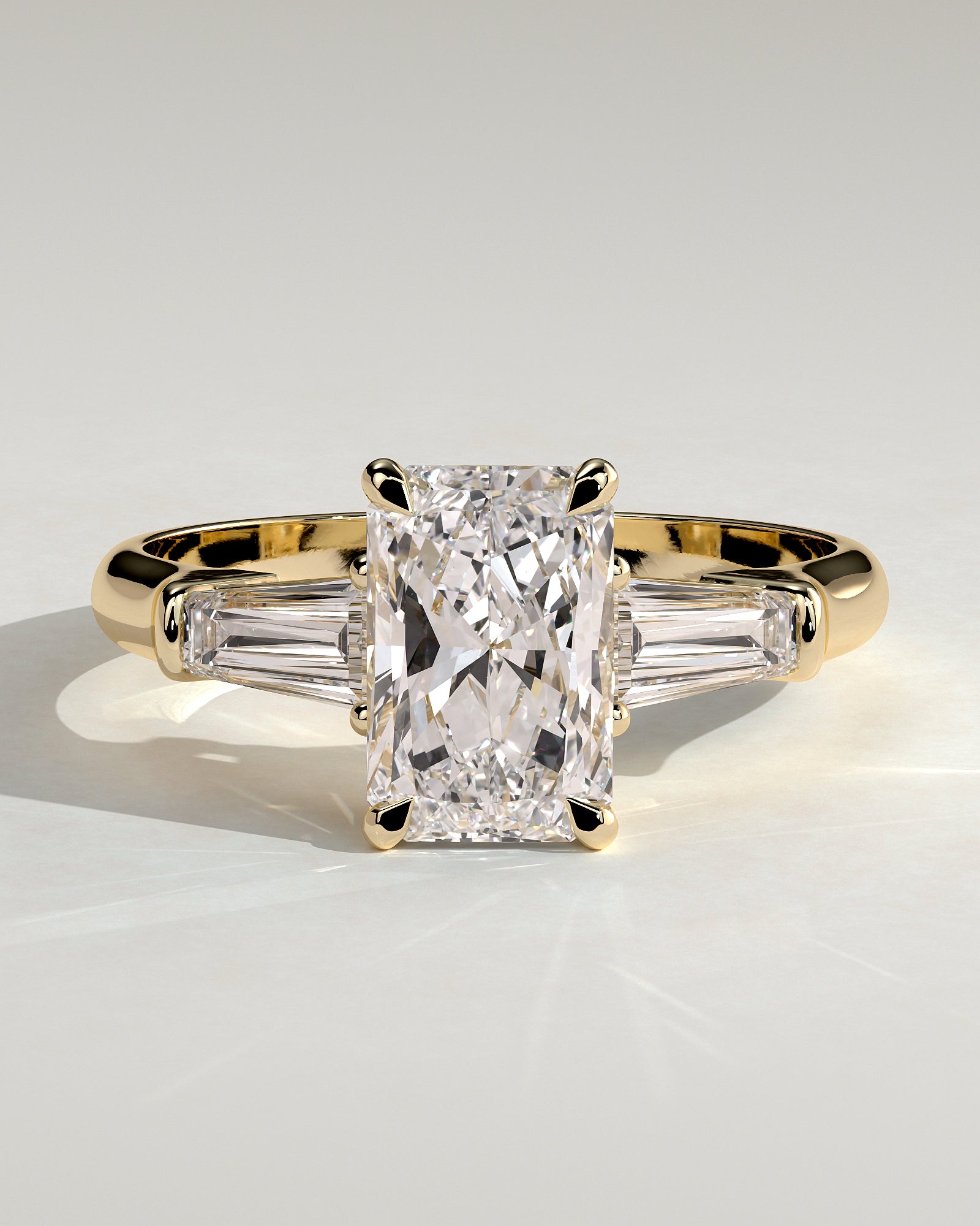 2.0 CT Radiant Cut Moissanite Three Stone Engagement Ring