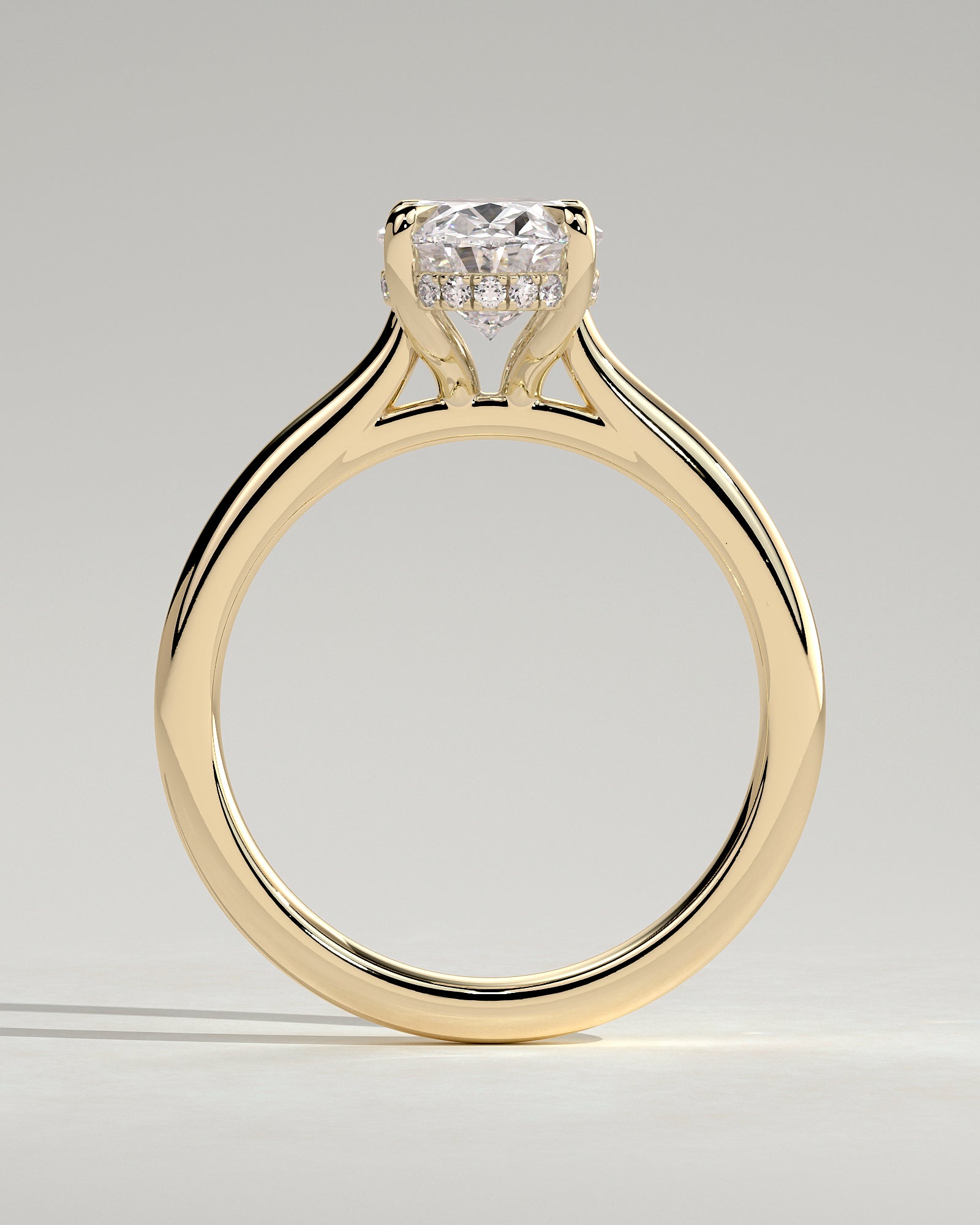 2.0 CT Oval Cut Moissanite Hidden Halo Engagement Ring