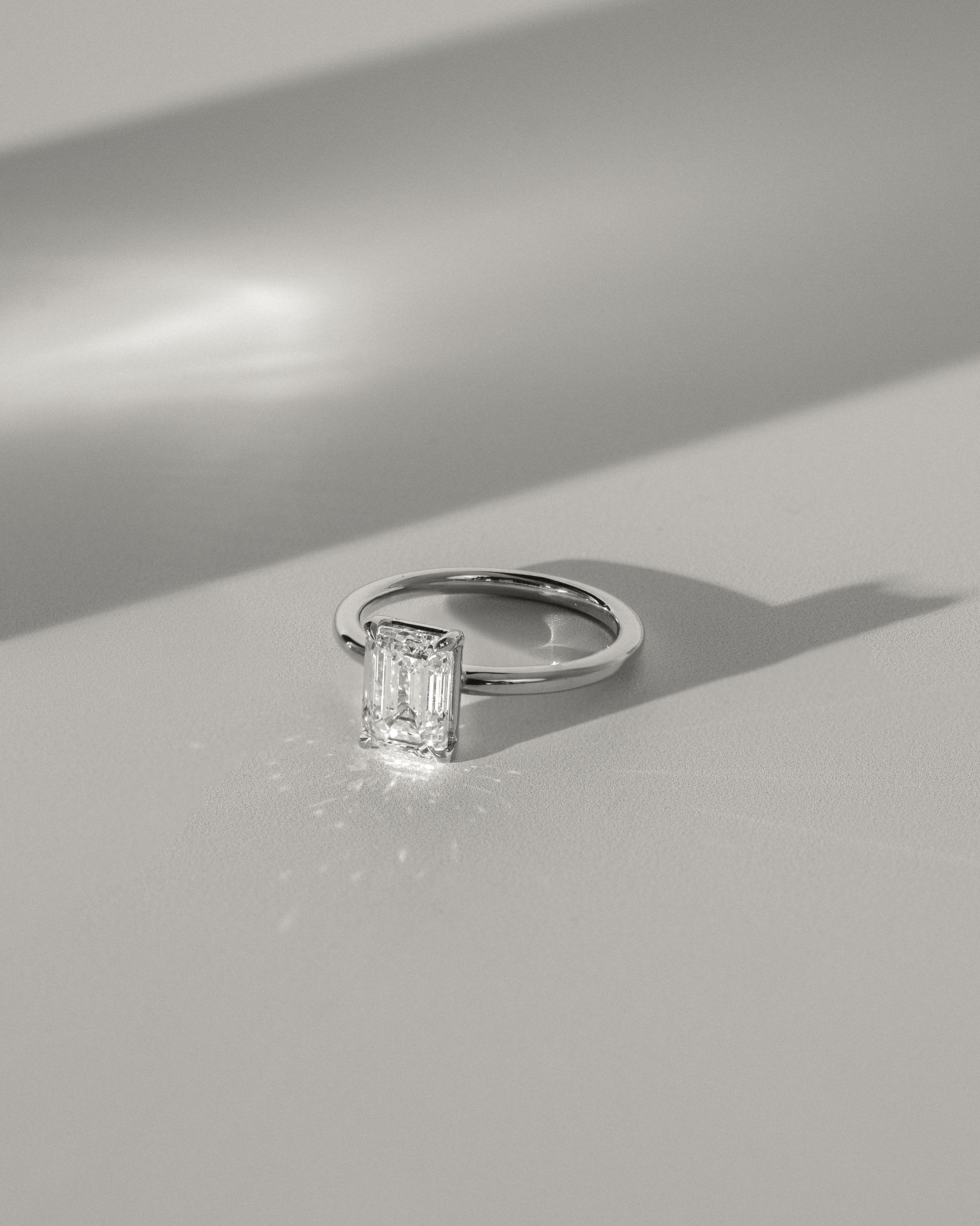 2.0 CT Emerald Cut Moissanite Solitaire Engagement Ring