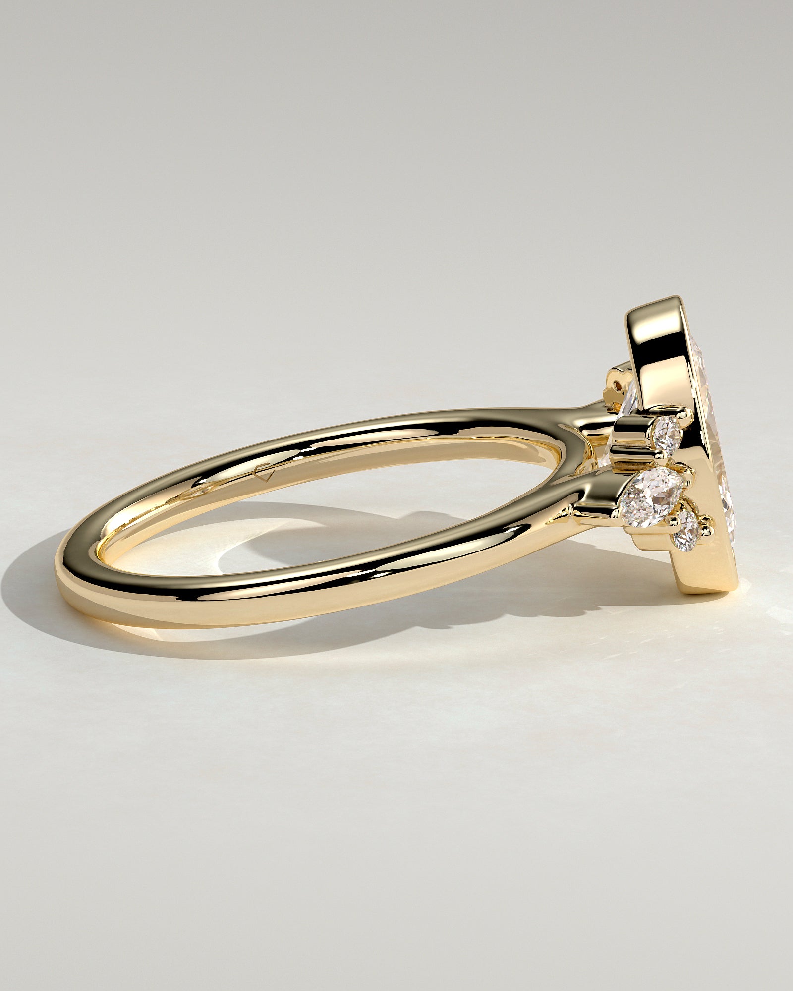 2.0 CT Oval Cut Moissanite Bezel with Cluster Engagement Ring