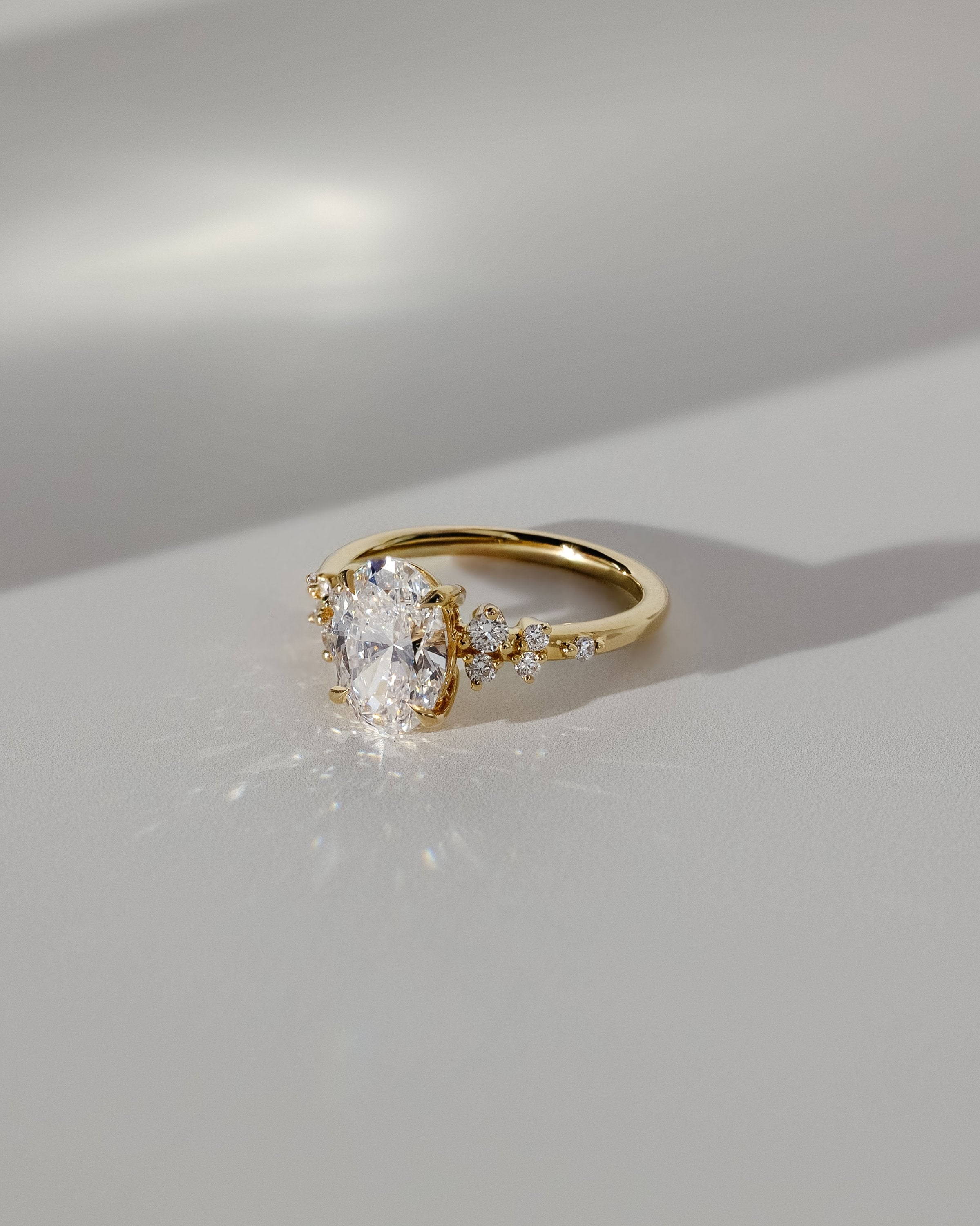 2.0 CT Oval Cut Moissanite Cluster Style Engagement Ring