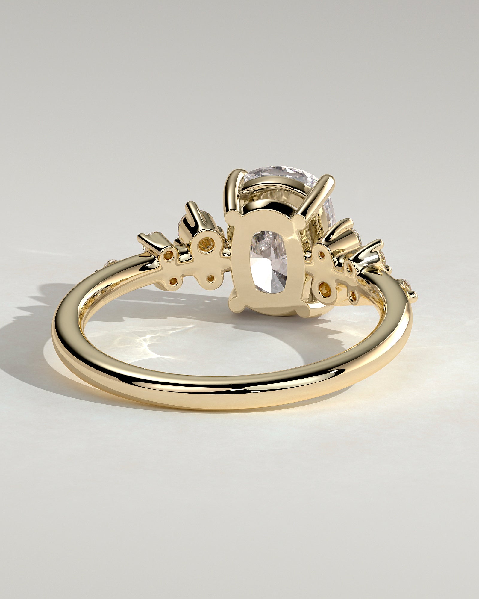 2.0 CT Elongated Cushion Shape Moissanite Cluster Setting Engagement Ring