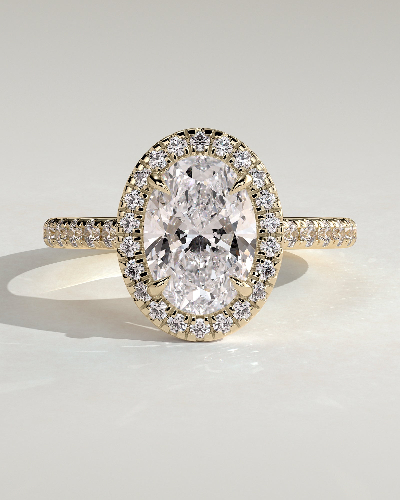 2.0 CT Oval Cut Moissanite Halo & Pave Engagement Ring
