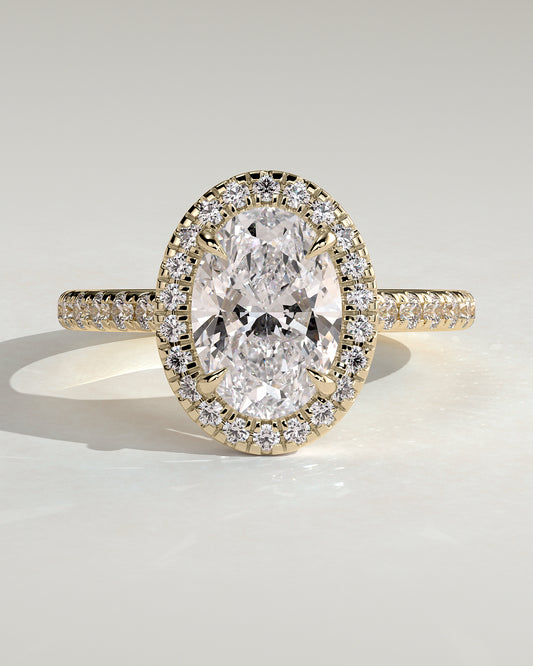 2.0 CT Oval Cut Moissanite Halo & Pave Engagement Ring