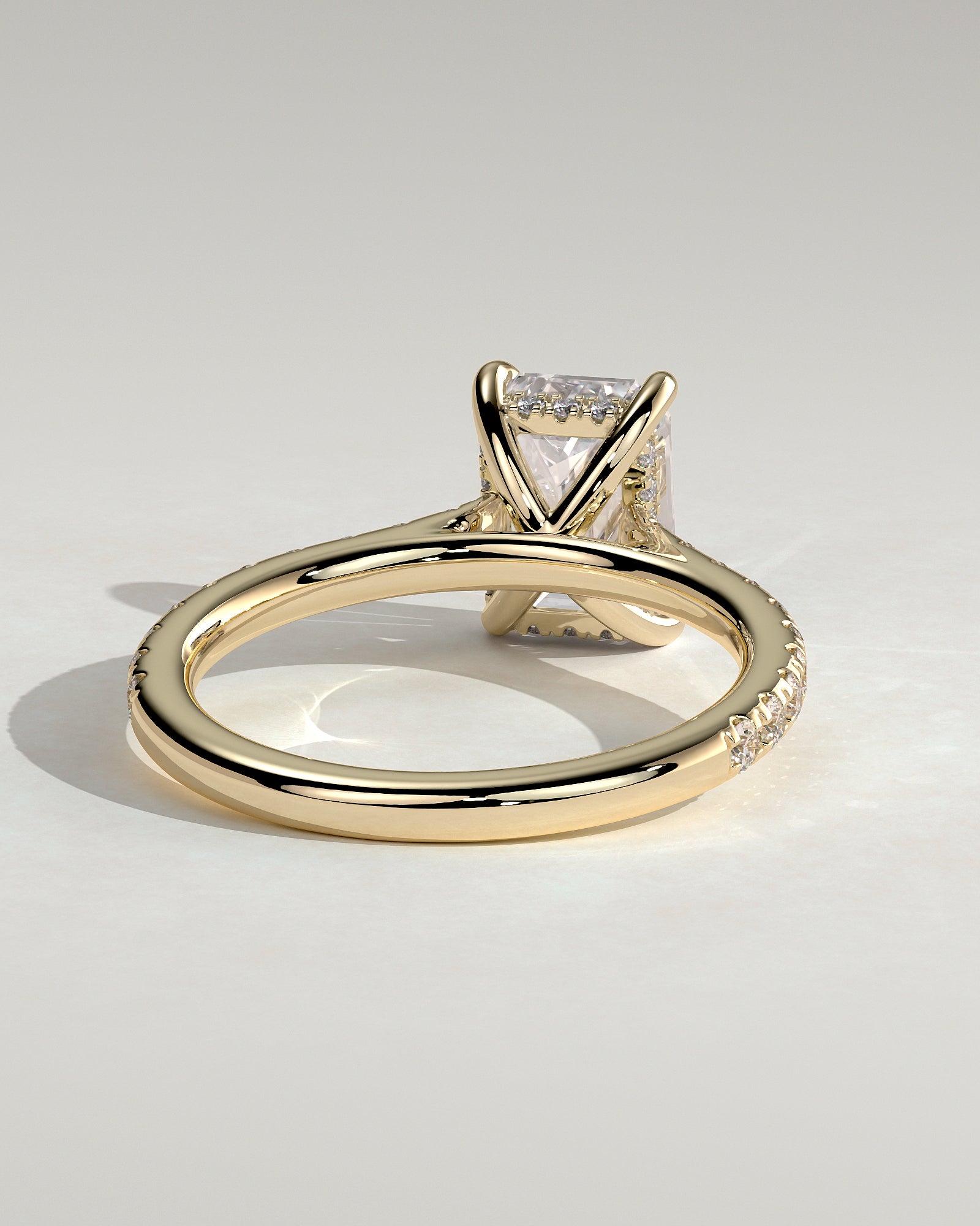 2.0 CT Emerald Cut Moissanite Pave Engagement Ring