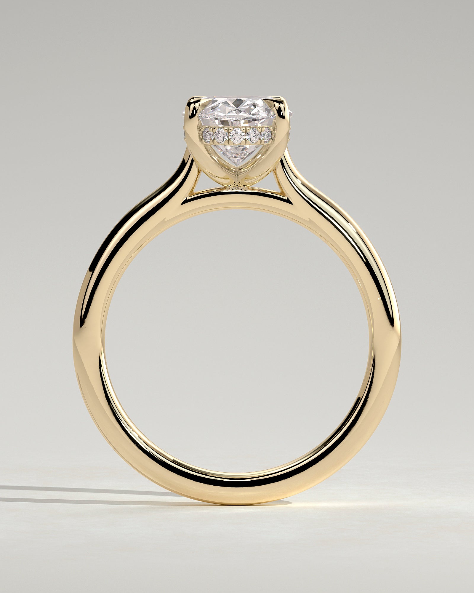 2.0 CT Oval Cut Moissanite Hidden Halo Engagement Ring