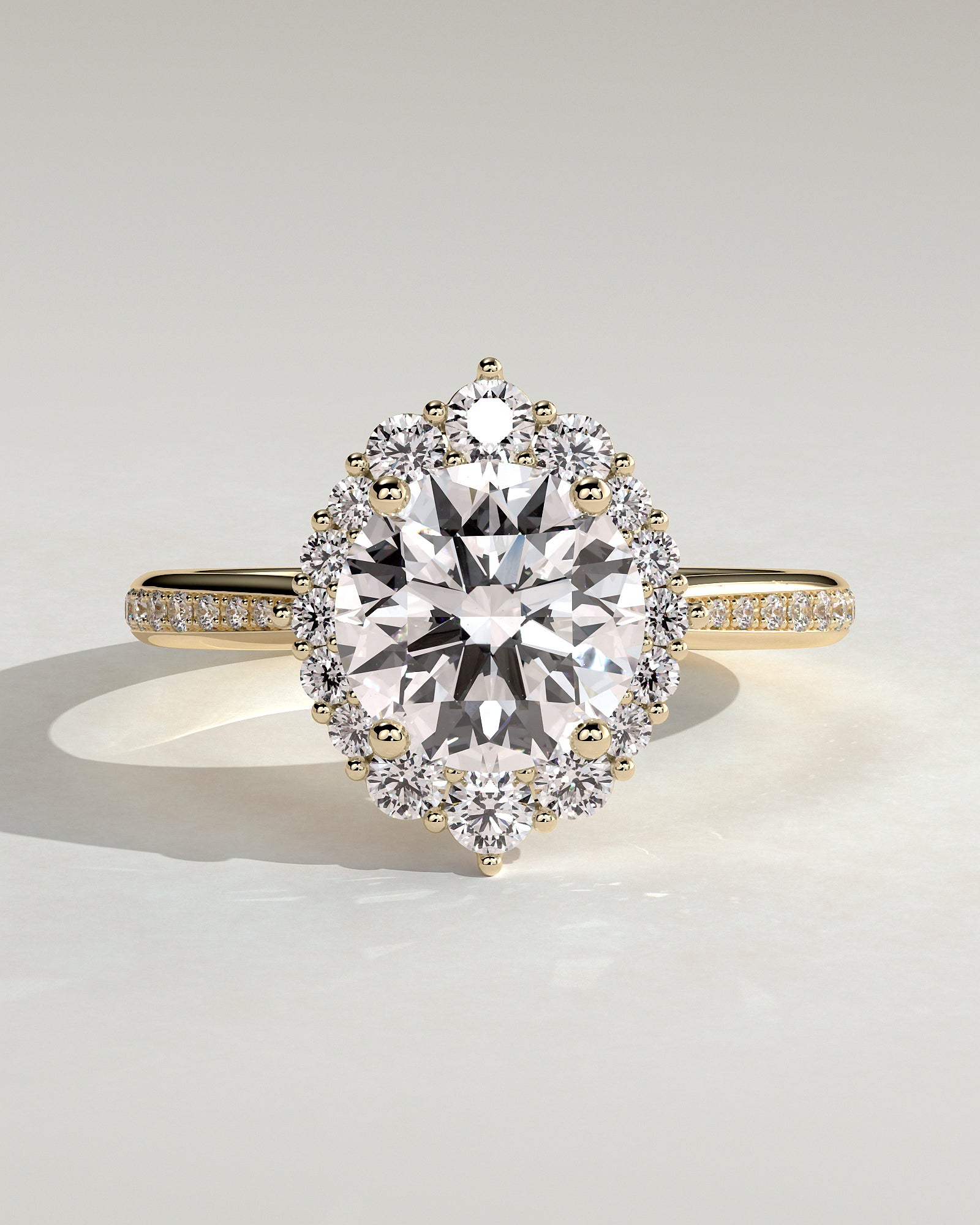 2.0 CT Round Cut Moissanite Cluster Halo with Pavé Engagement Ring