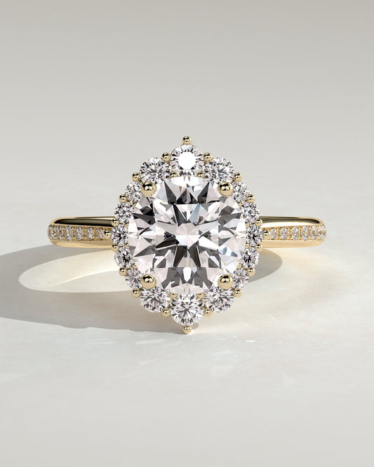 2.0 CT Round Cut Moissanite Halo with PaveΜ Engagement Ring