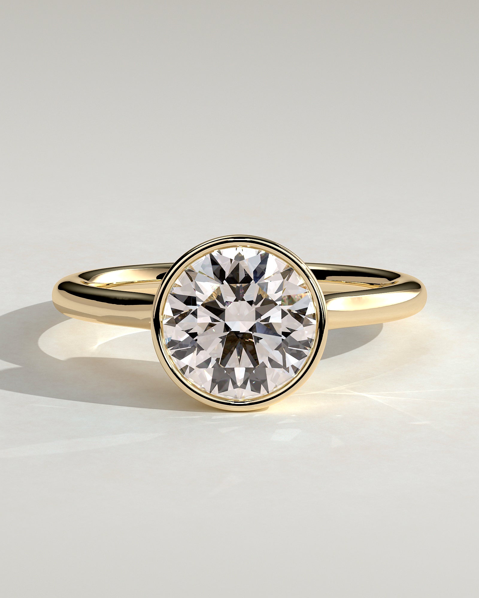 2.0 CT Round Cut Moissanite Bezel Solitaire Engagement Ring