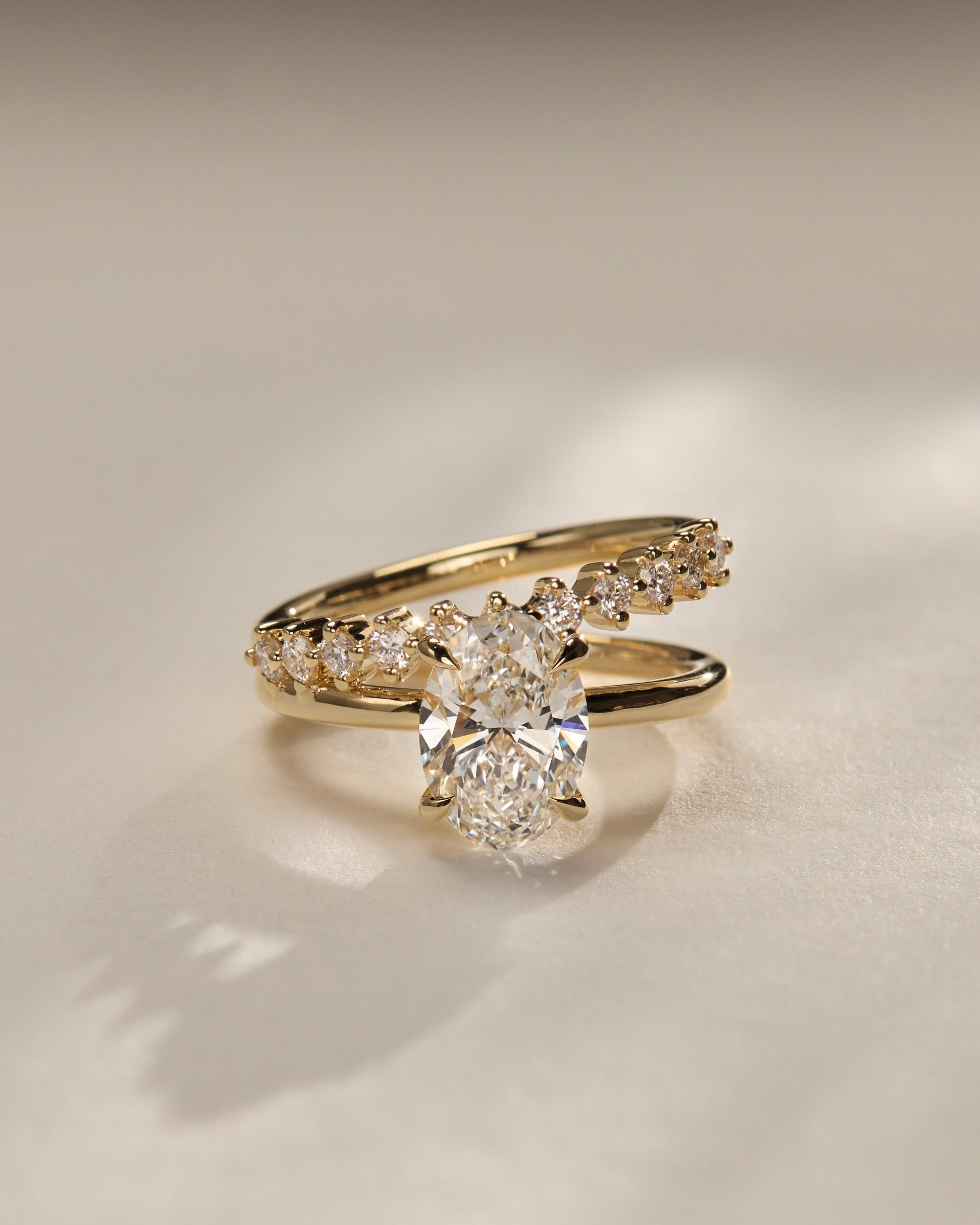 2.0 CT Oval Cut Moissanite Unique Engagement Ring