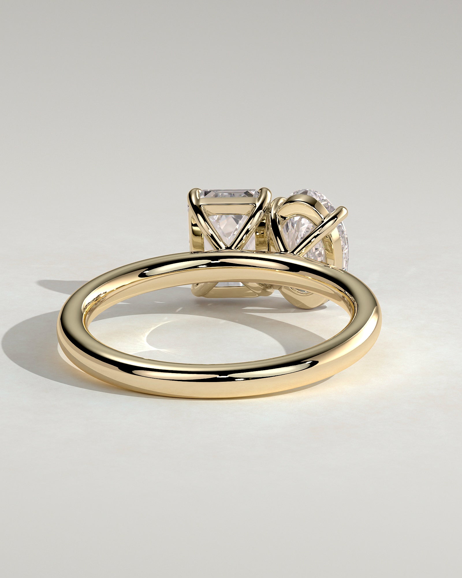 2.85 CT Oval & Emerald Cut Moissanite Two Stone Engagement Ring