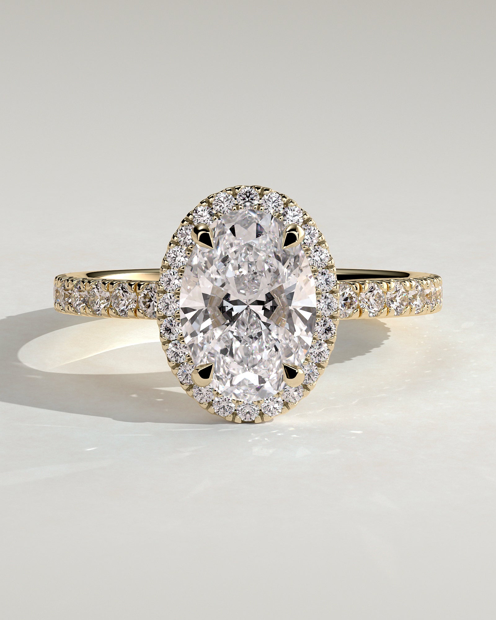 2.0 CT Oval Cut Moissanite Halo With Pave Engagement Ring