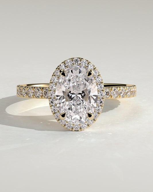 2.0 CT Oval Cut Moissanite Halo With Pave Engagement Ring